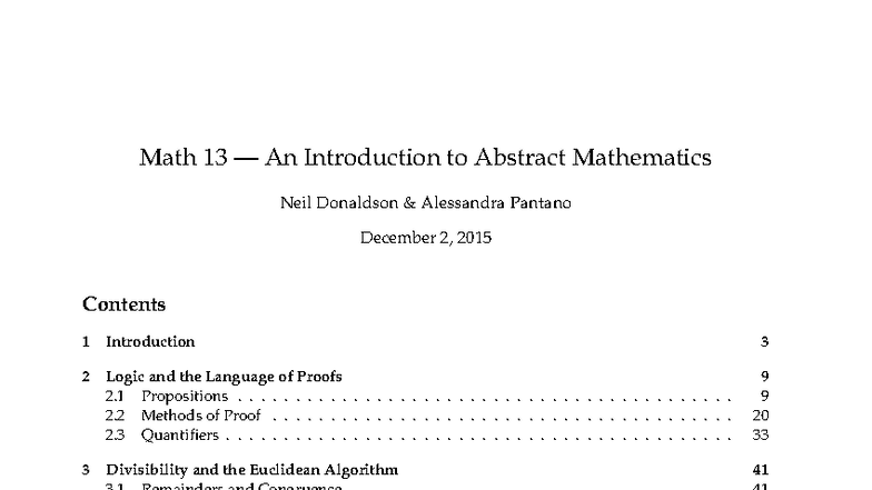 Math 13 Lecture Notes: Introduction to Abstract Mathematics - Studocu