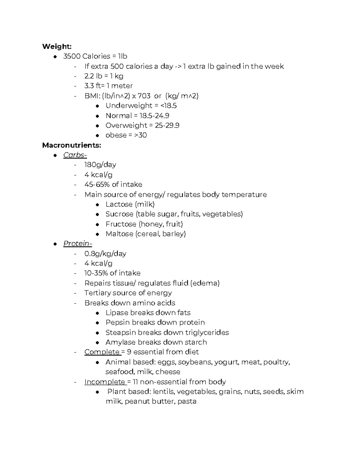 NUTR 101: Comprehensive Nutrition Guide and Caloric Insights - Studocu
