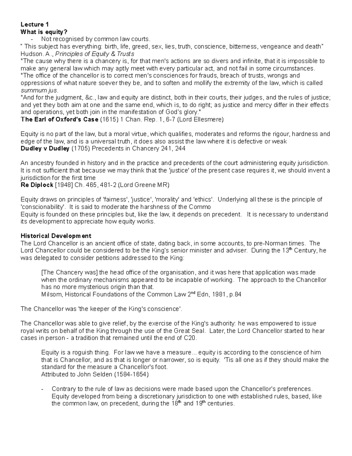 Lecture 1 - Intro to Equity: Concepts and Historical Development Notes ...