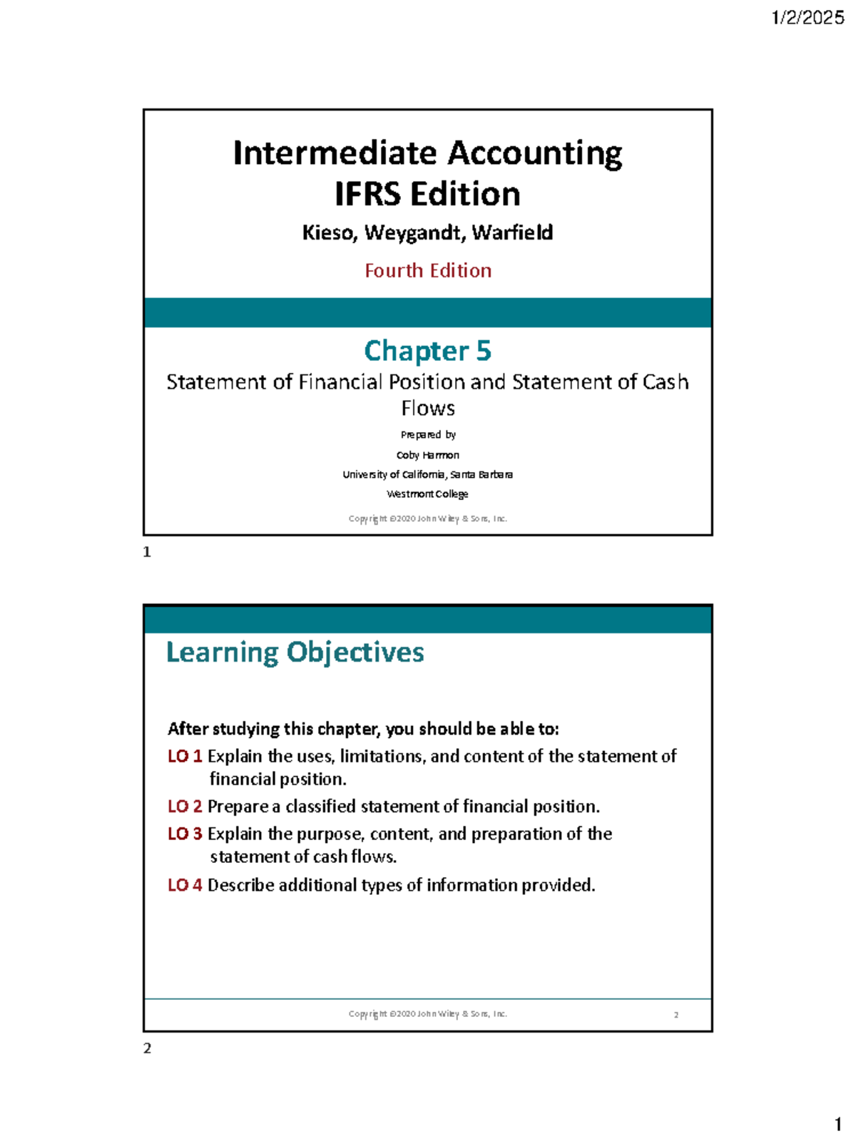 Ch05 Kieso IFRS: Statement of Financial Position & Cash Flows - Studocu