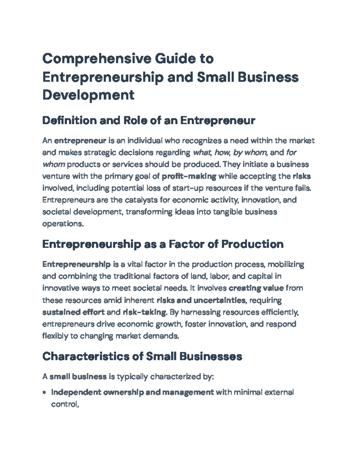 Comprehensive Entrepreneurship Guide: Key Processes & Insights (ENT 101 ...