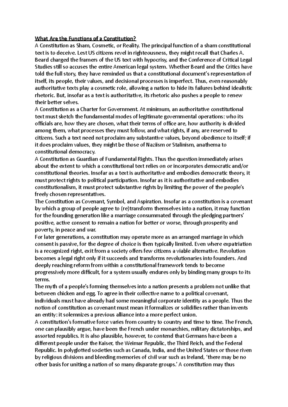 What Are the Functions of a Constitution - The principal function of a ...