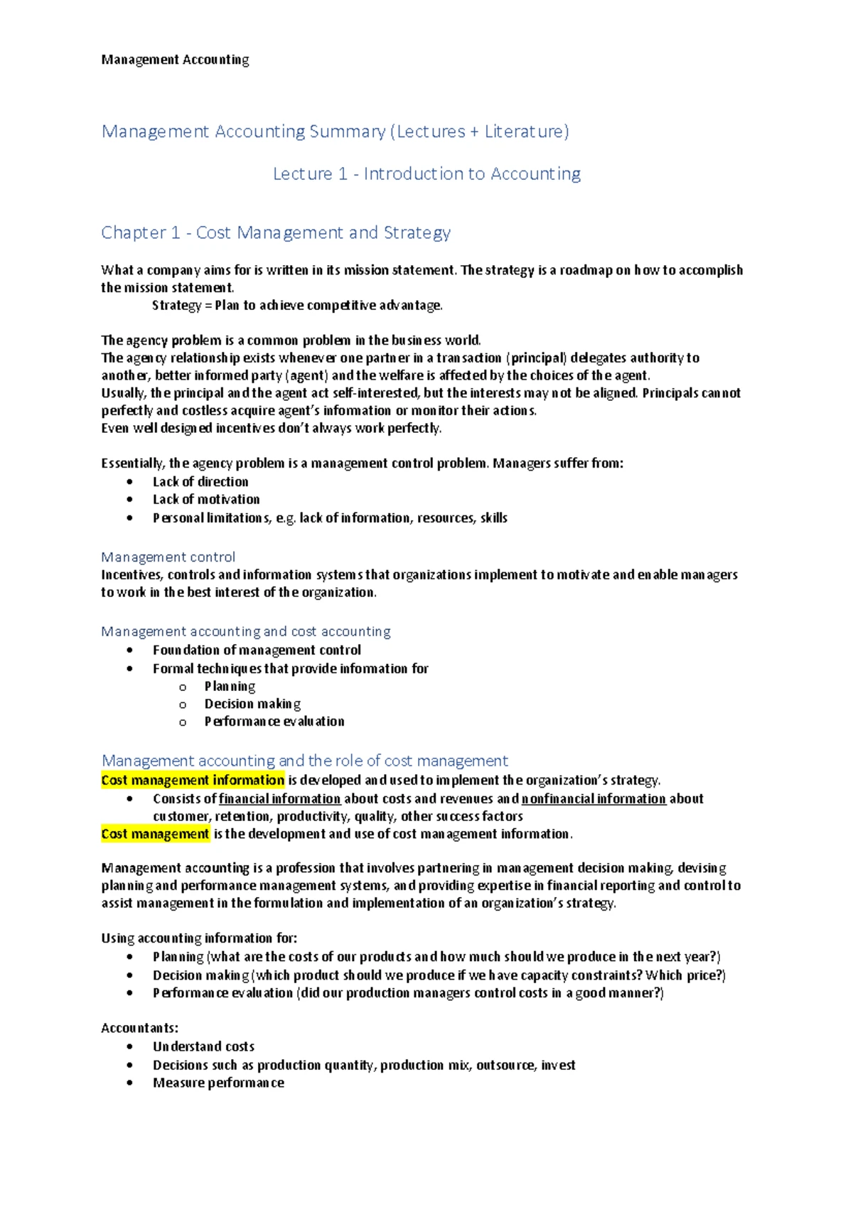 RGKV301 Management Accounting 3A Test 1: Comprehensive Overview and ...