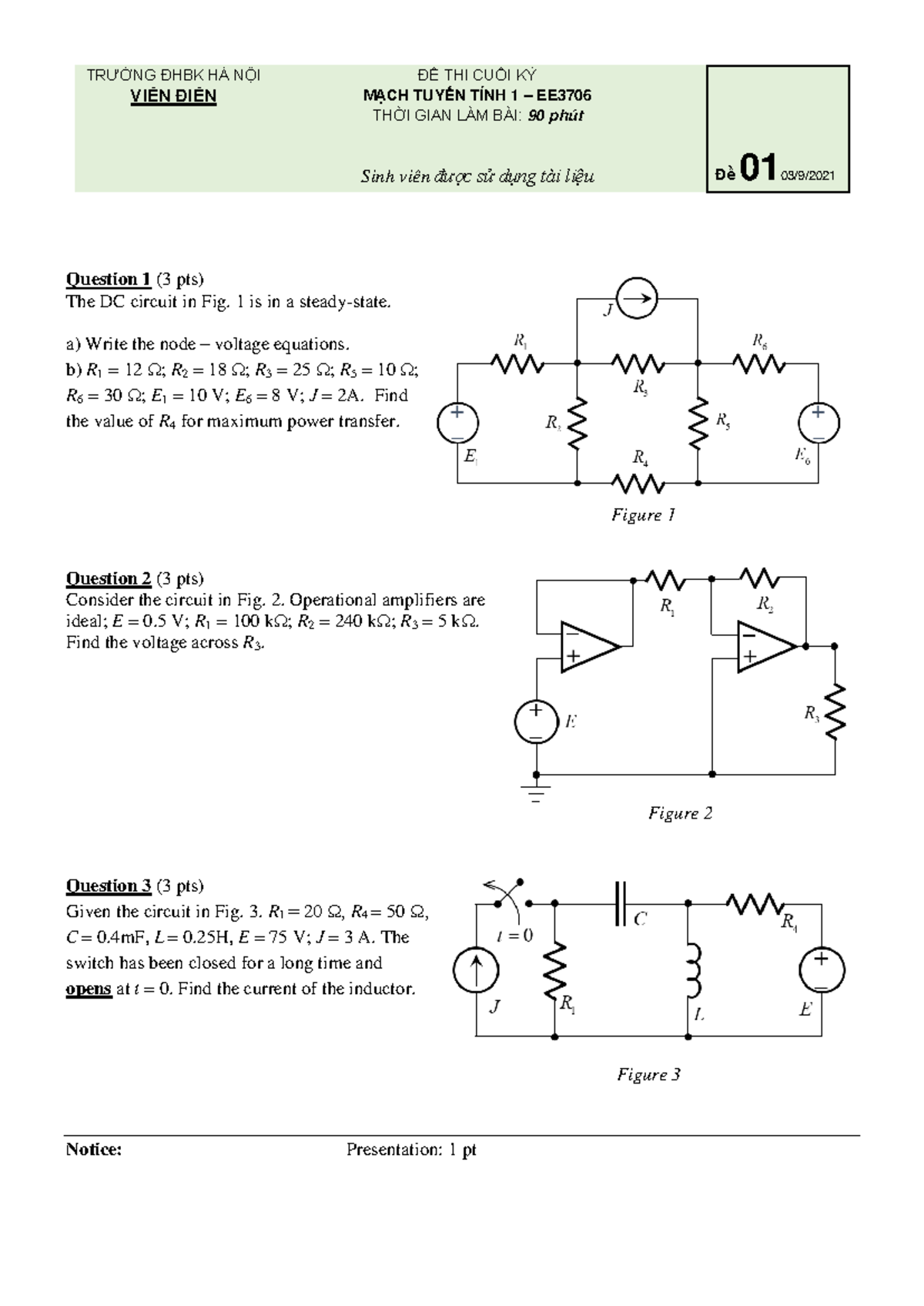 Circuit Theorems I Final Exam Questions & Solutions (EE 3706) - Studocu