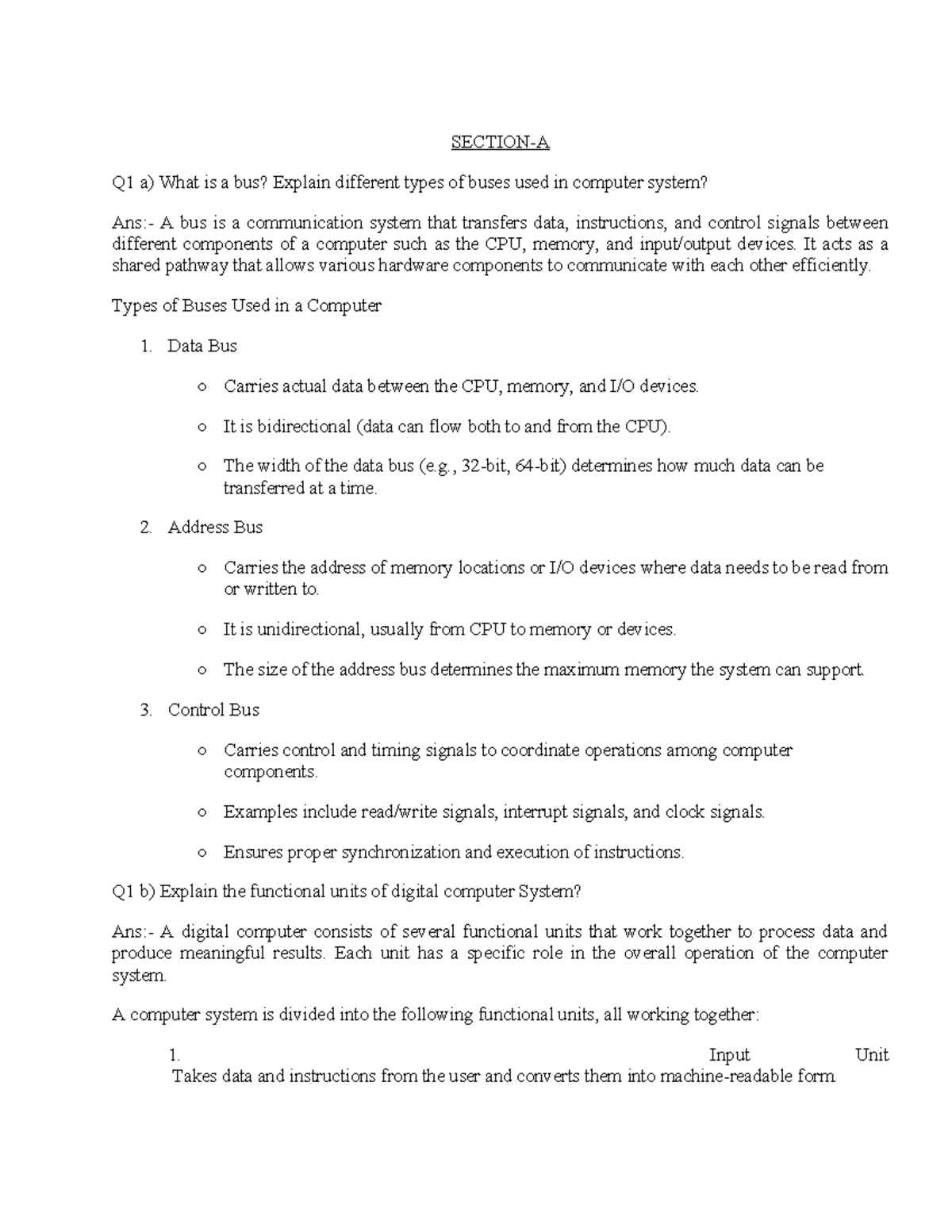COA UT Paper Solution 2025-26: Computer Buses & Architecture Explained ...