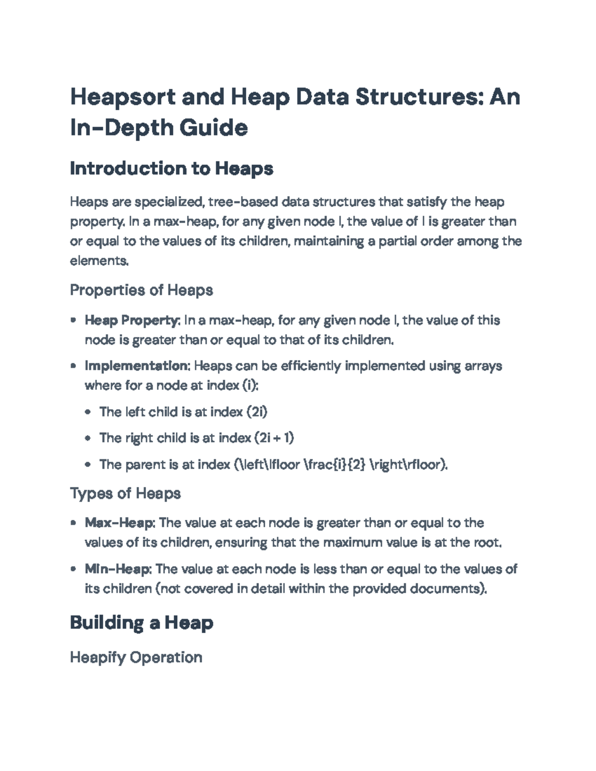 Heapsort and Heap Data Structures: A Comprehensive Study Guide - Studocu