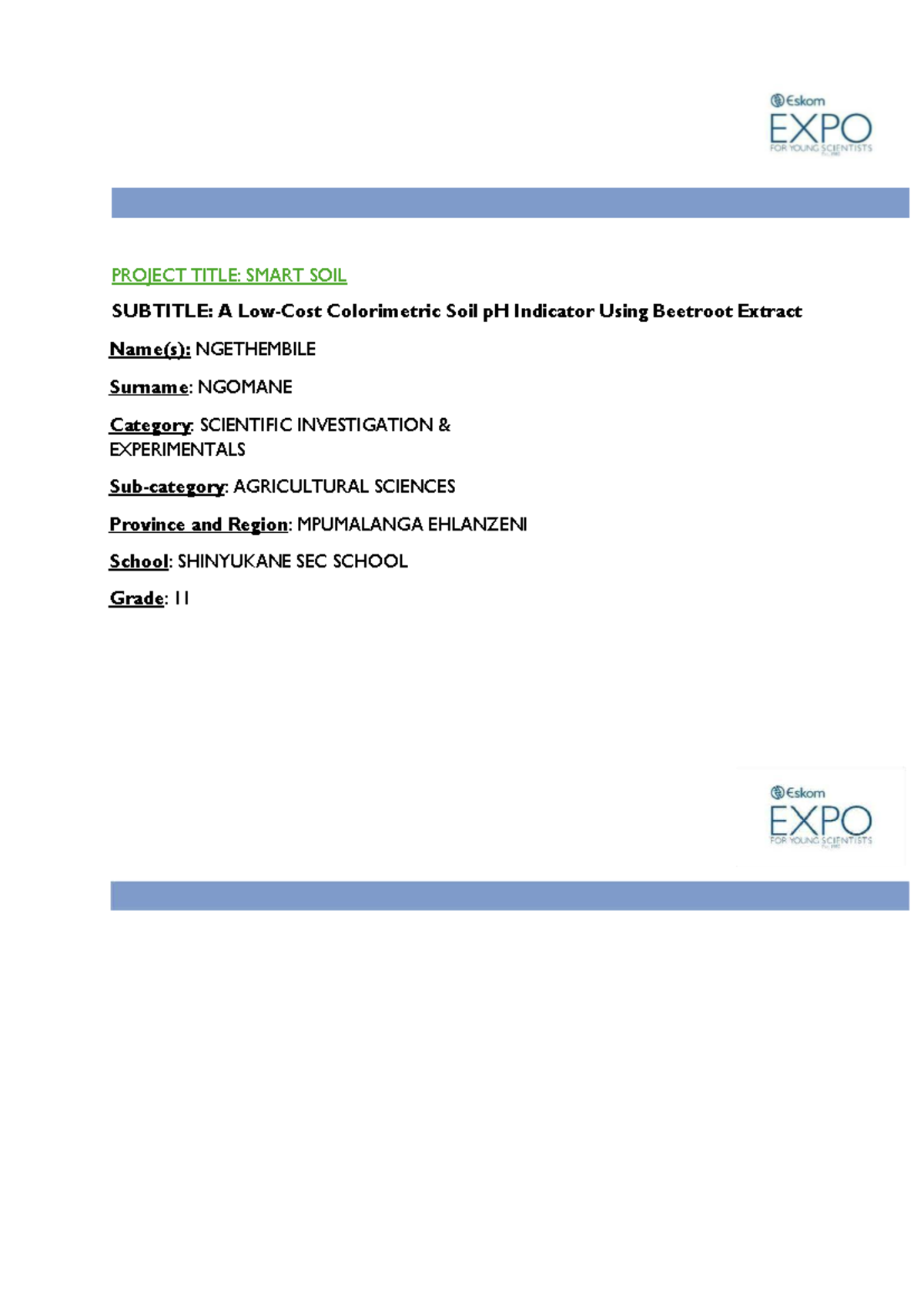 AGRI 11: Beetroot Extract as a Natural Soil pH Indicator Project Report ...
