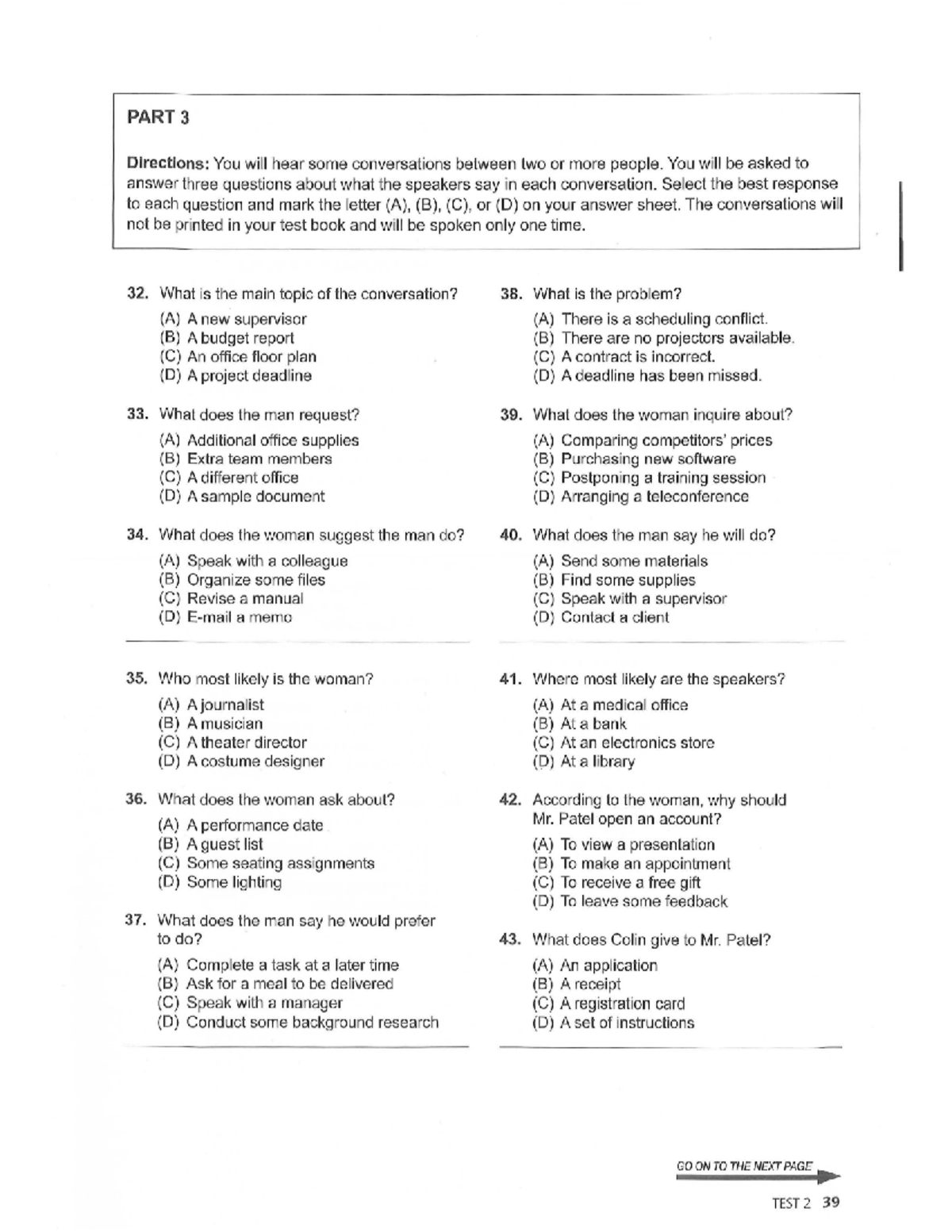 Listening Test 2: Part 3 & 4 Practice Questions and Answers - Studocu