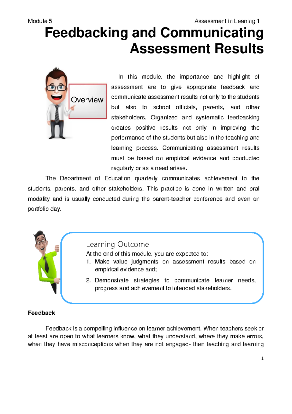 Effective Feedback & Communication of Assessment Results 101 - Studocu