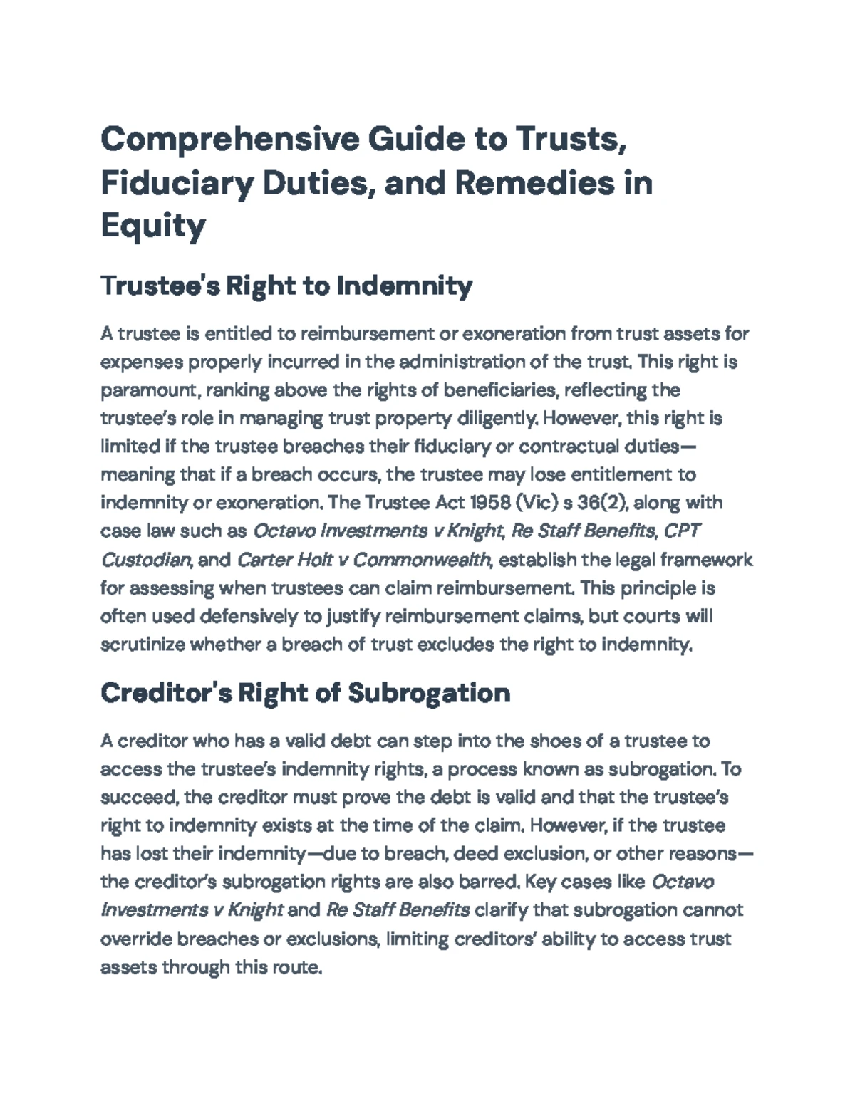 MLP717 Week 5 Exam Notes: Trust Law Principles & Applications - Studocu