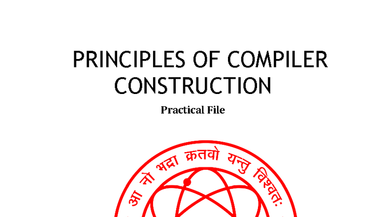 PCC Lab File: Compiler Construction Practical (2023UCS1513) - Studocu