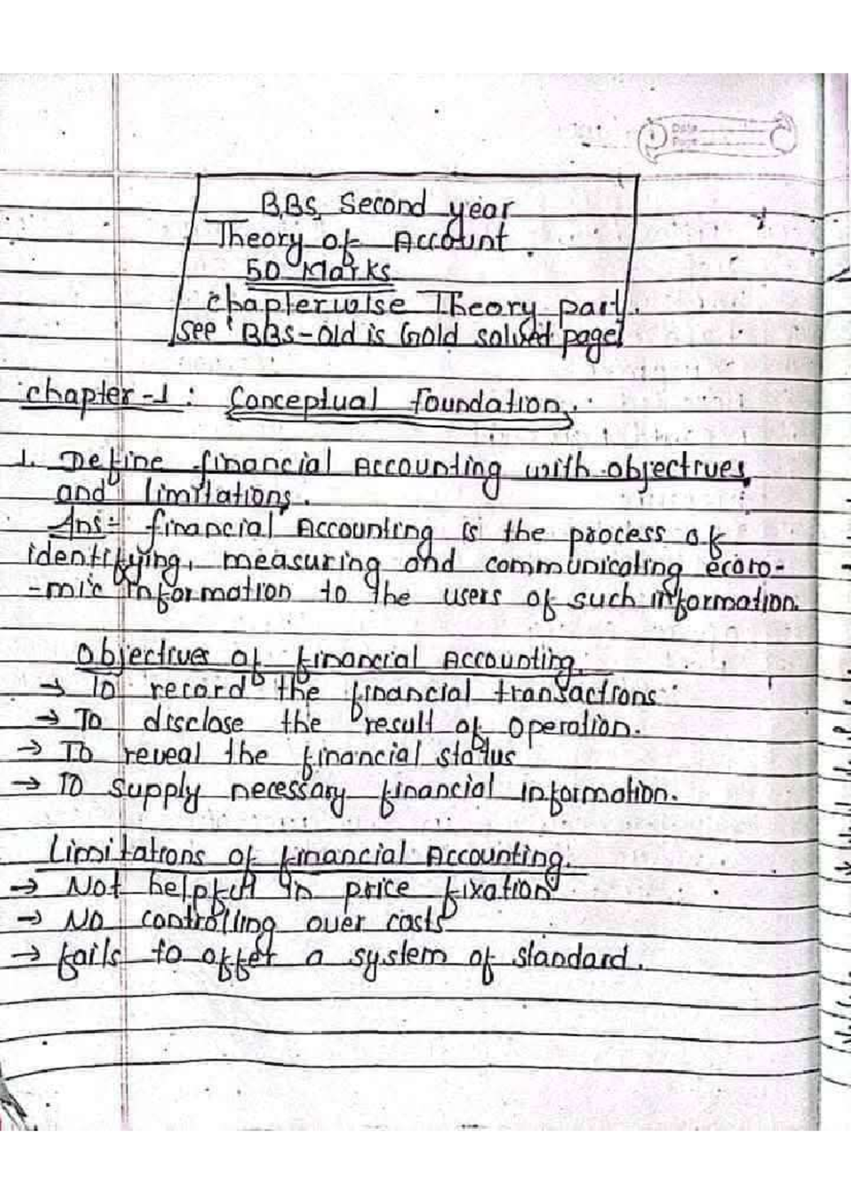 BBS 2nd Year Cost Accounting Theory Notes - 50 Marks Chapterwise - Studocu