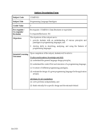 COMP4434 Big Data Analytics - Subject Description Form Subject Code ...