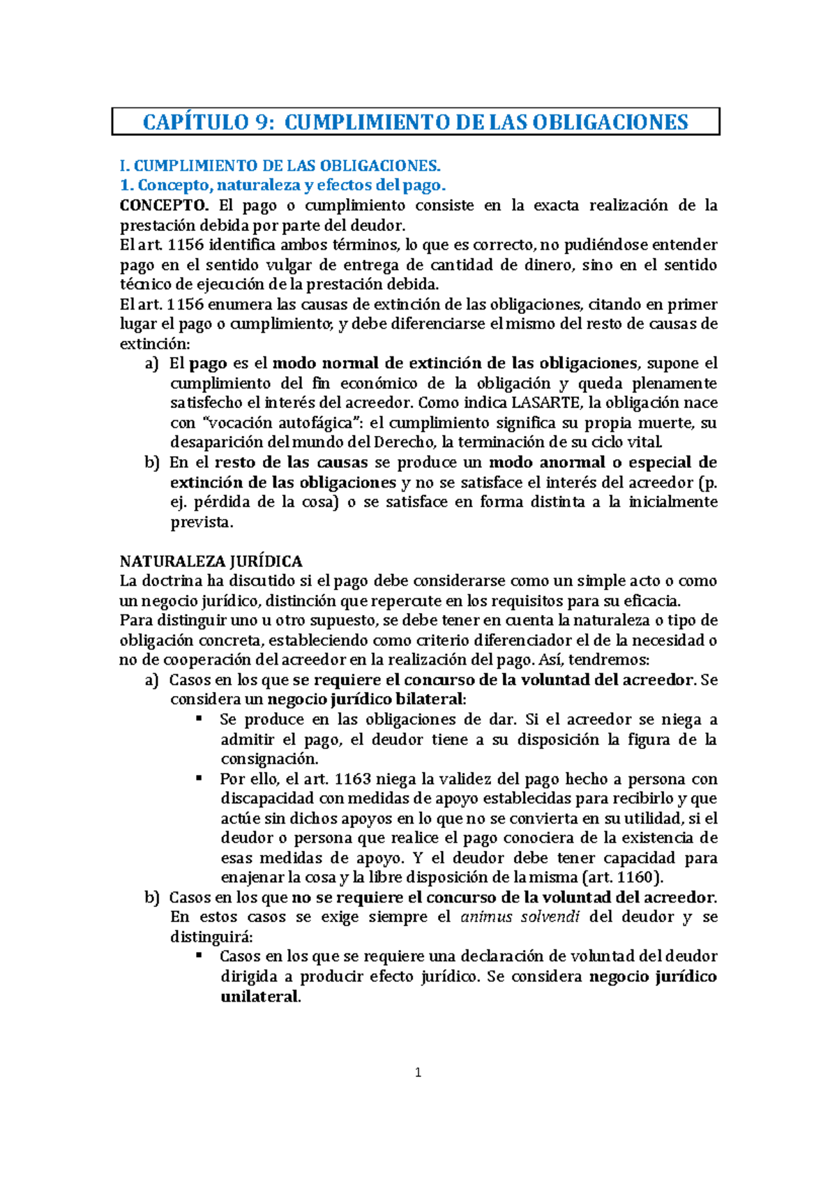 Tema 3.1: Cumplimiento de Obligaciones y Efectos del Pago en Derecho ...