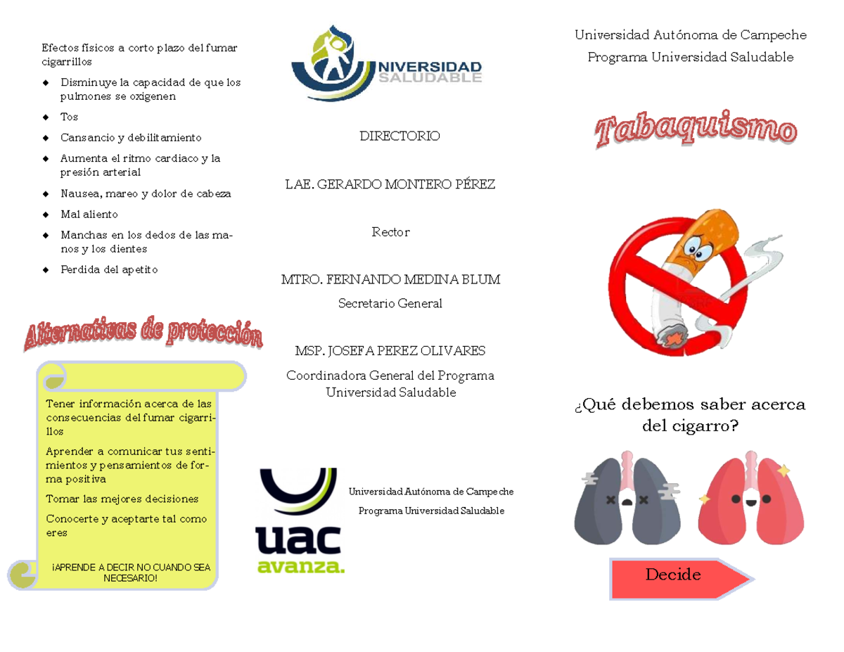 Tabaquismo: Efectos Físicos a Corto Plazo y Consecuencias - UAC - Studocu
