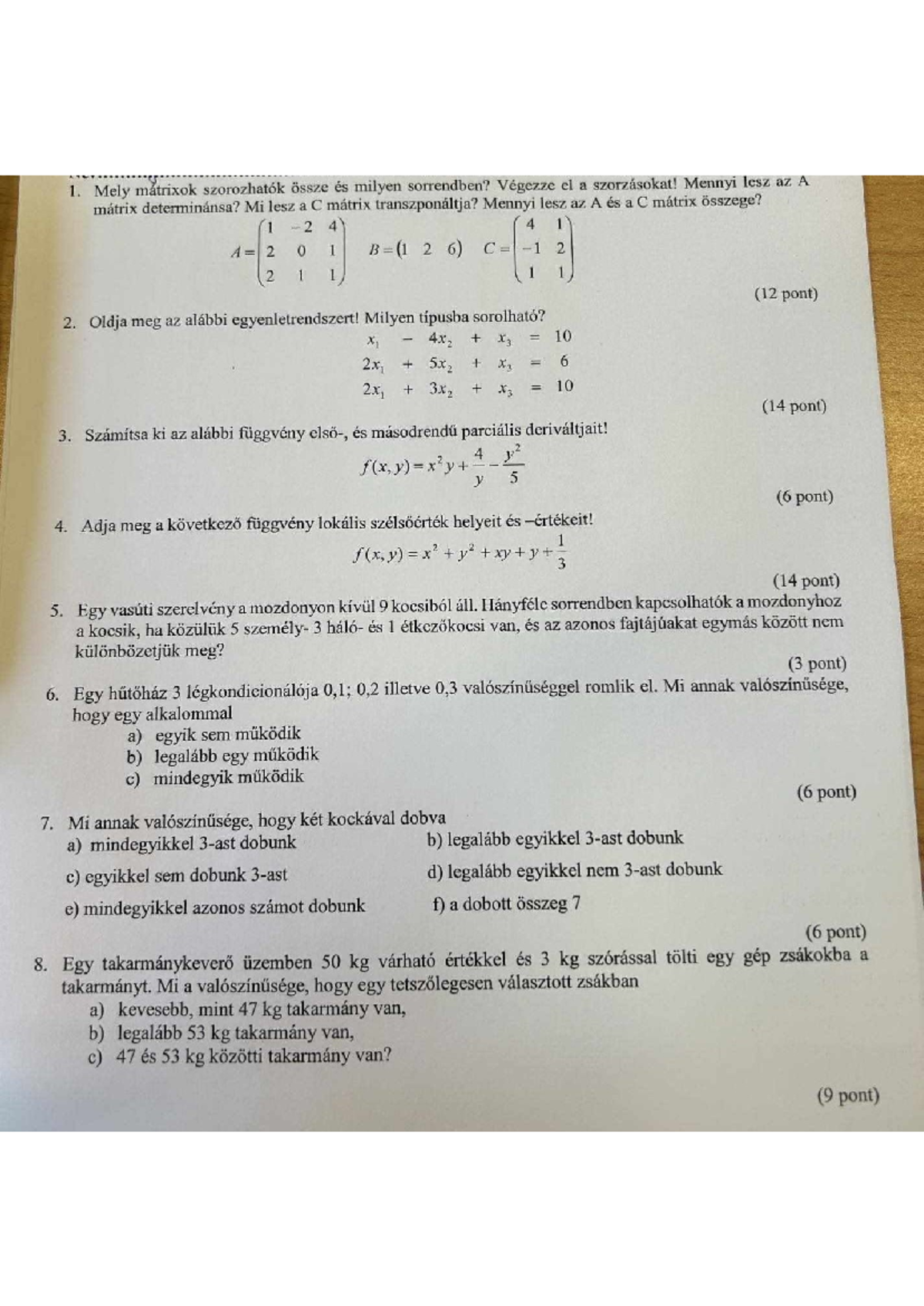 Gazd.matek 2 Final Exam Study Guide - Studocu