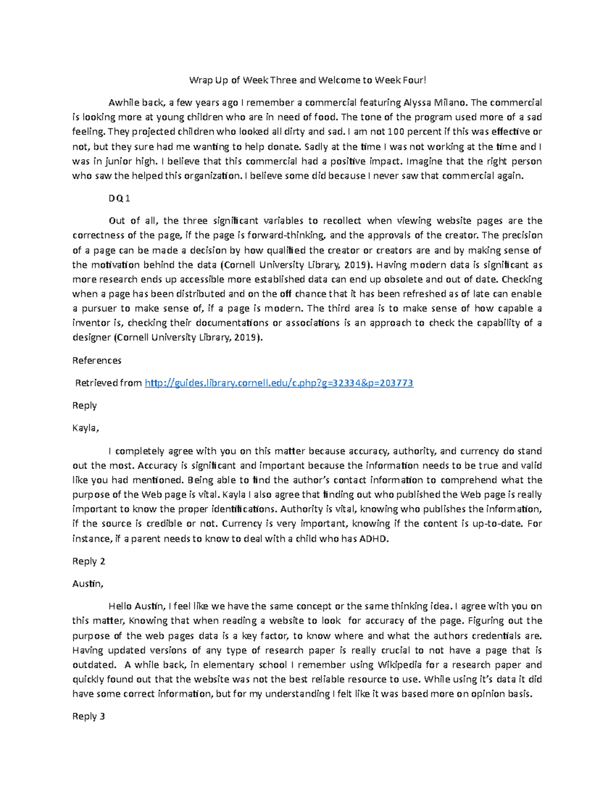 Topic 4 DQ 1 & 2 - This includes week 1 DQ questions 1 and 2 with the ...