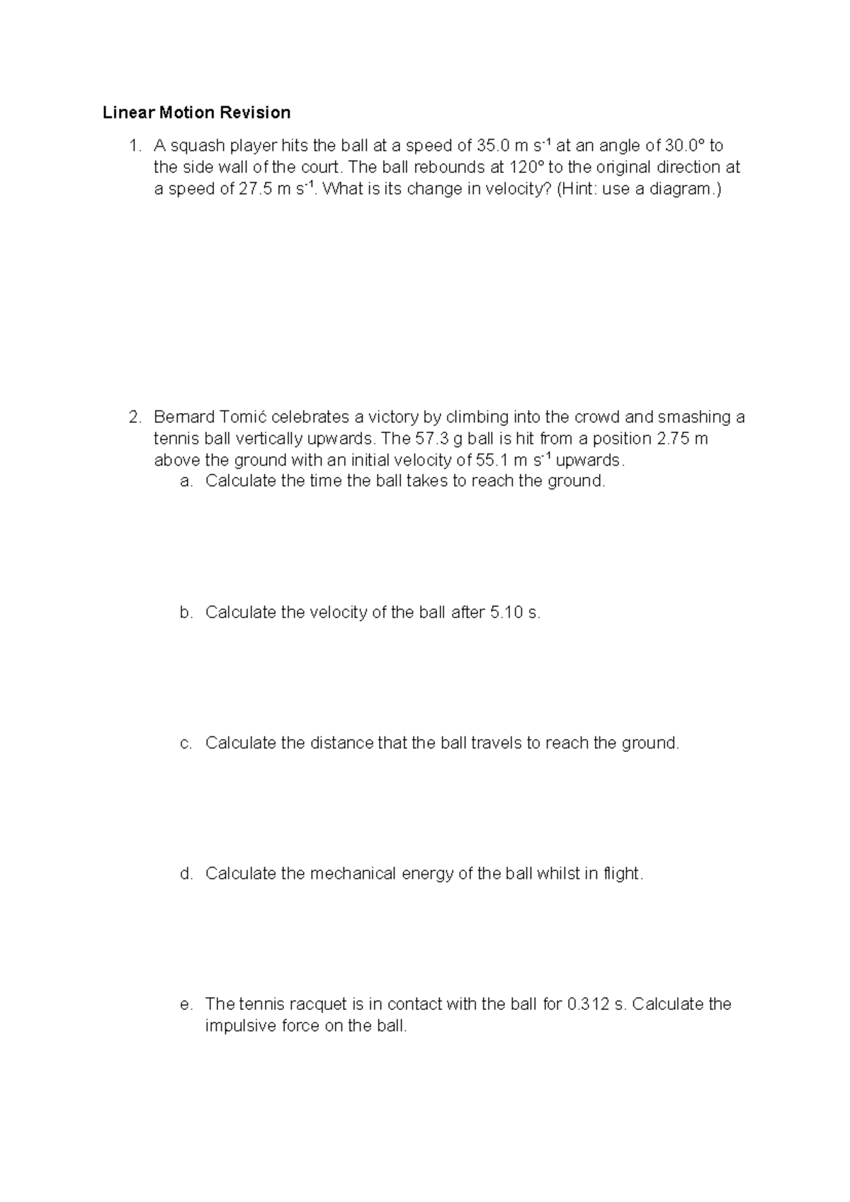 Linear Motion Revision 1: Key Concepts and Problem Solving - Studocu
