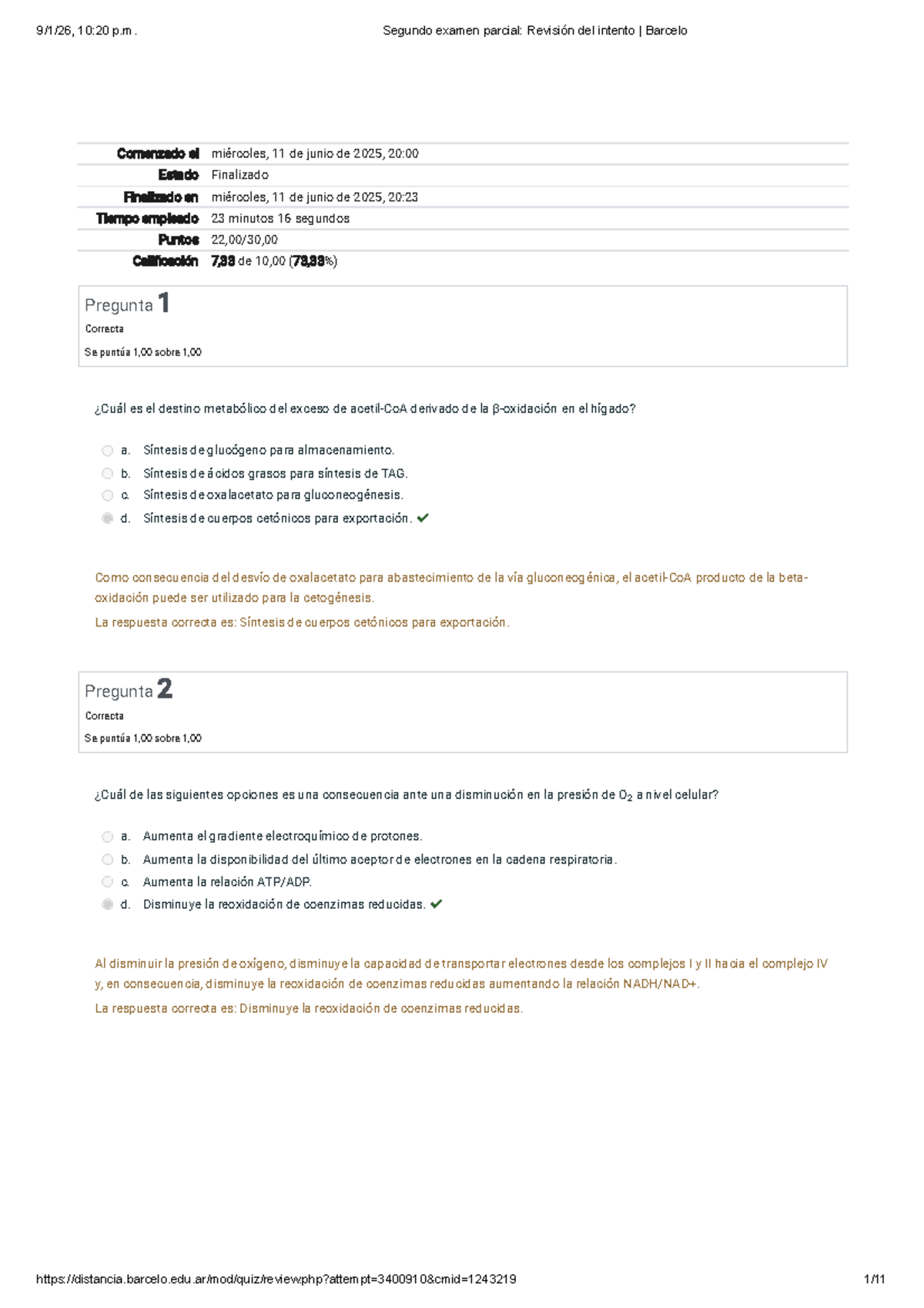 Segundo Examen Parcial: Revisión del Intento Barcelo (2025) - Document Preview