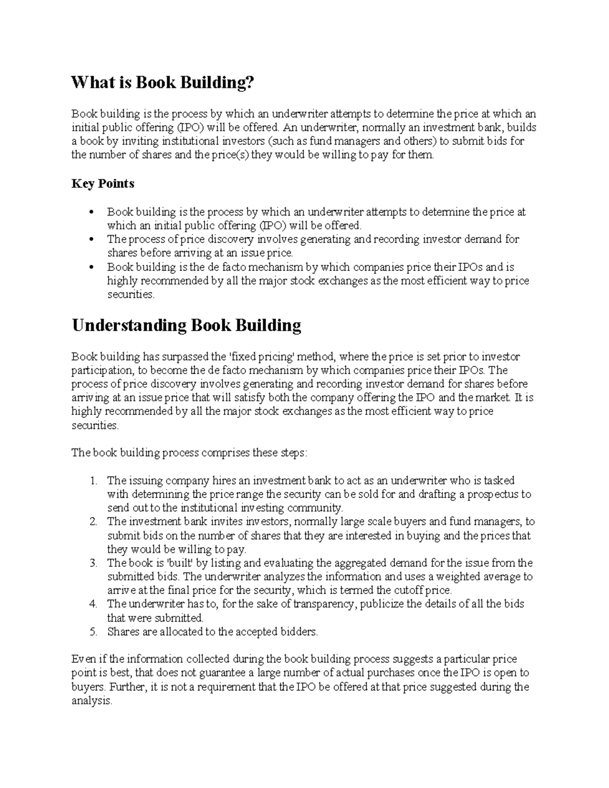 Book Building & Buyback: Understanding IPO Pricing and Share Repurchase ...