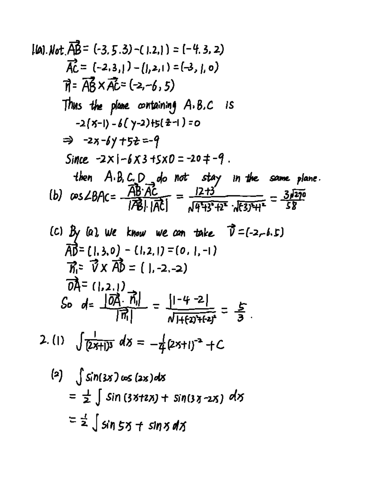 Midterm Exam 2023A Solutions for Geometry and Calculus - Studocu