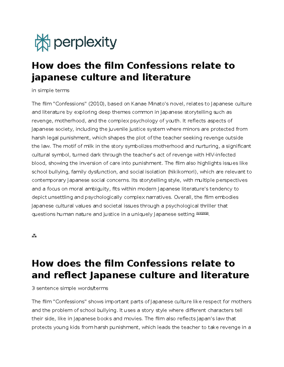 Confessions (2010) and Its Reflection of Japanese Culture and ...