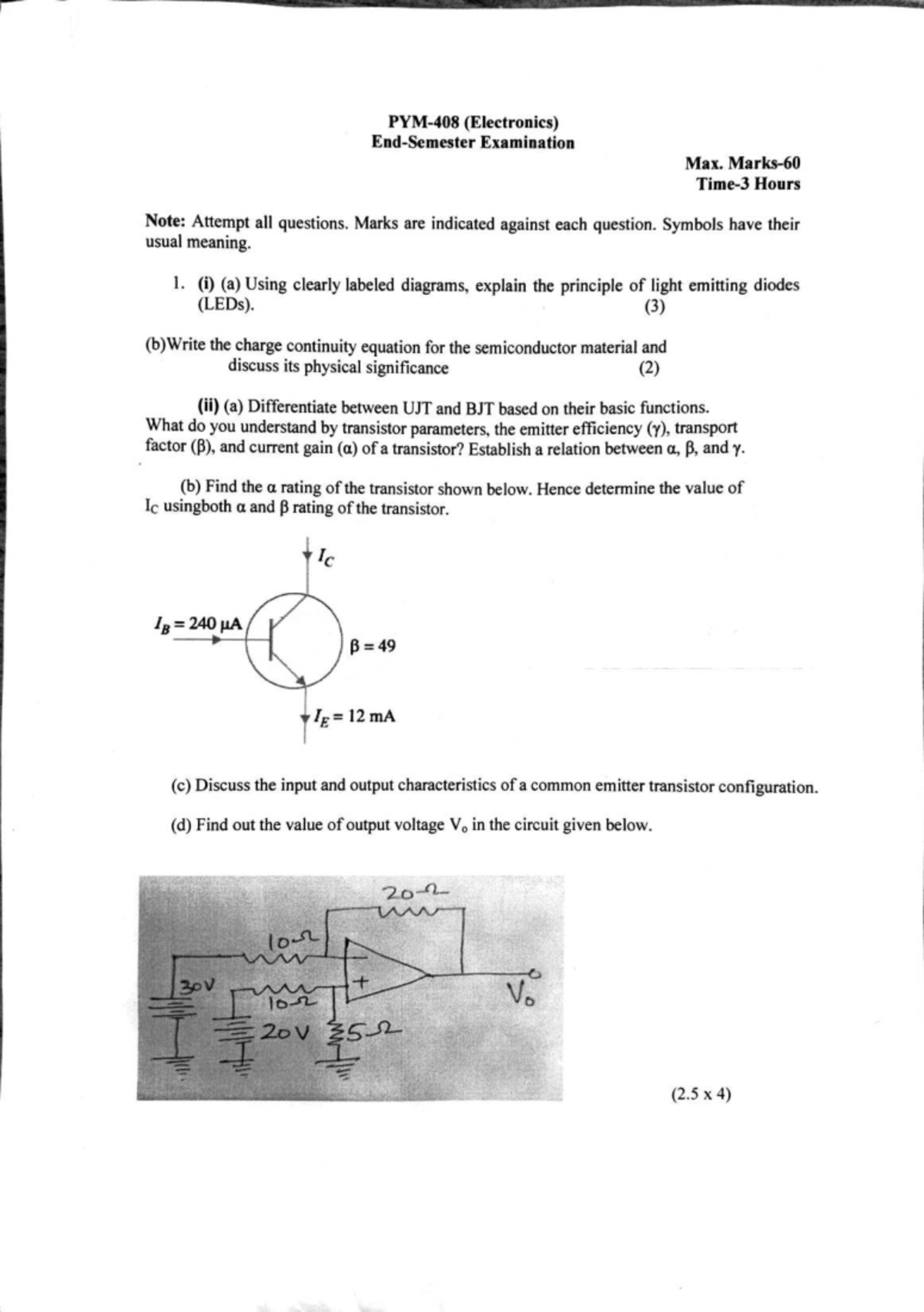 (Electronics) End Semester Exam 2024 - Comprehensive Guide - Studocu