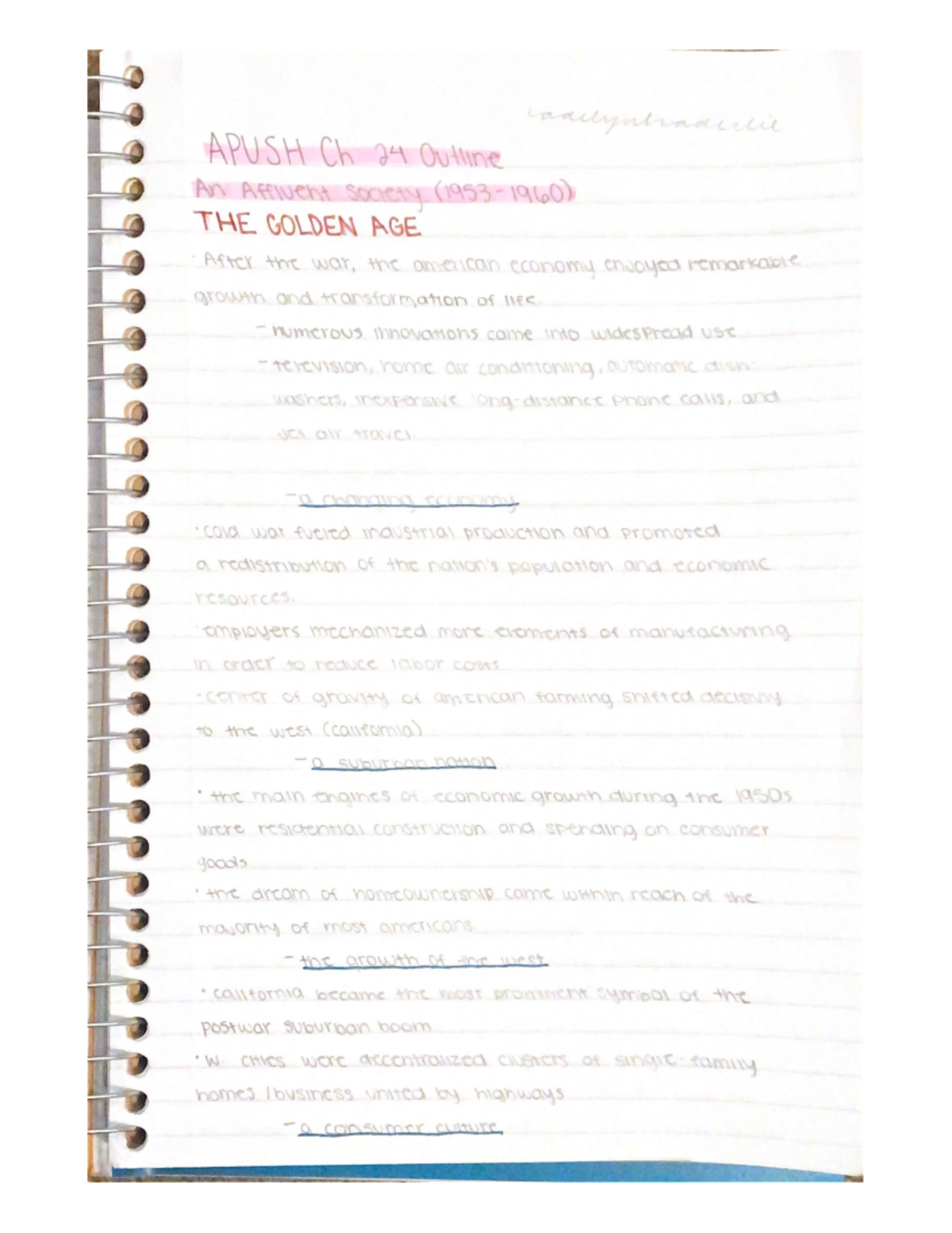 Apush ch 24 outline - APUSH Ch 24 Outline An Affluent society THE ...