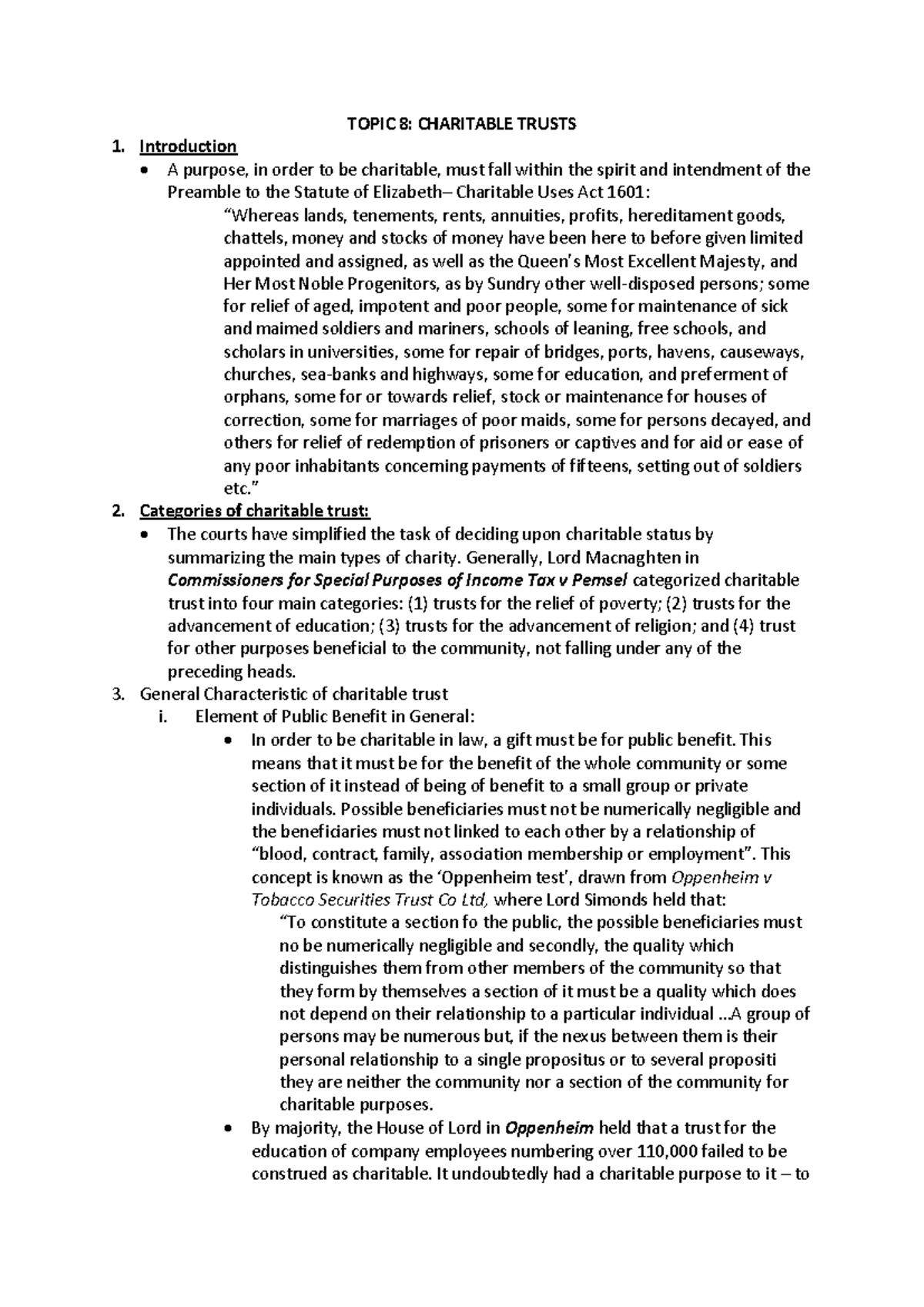 Charitable Trusts (Part 1): Key Concepts & Legal Framework - Topic 8 ...