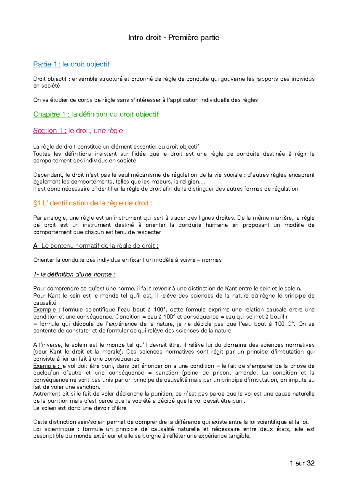 Droit Objectif : Introduction et Concepts Fondamentaux (DROIT101) - Studocu