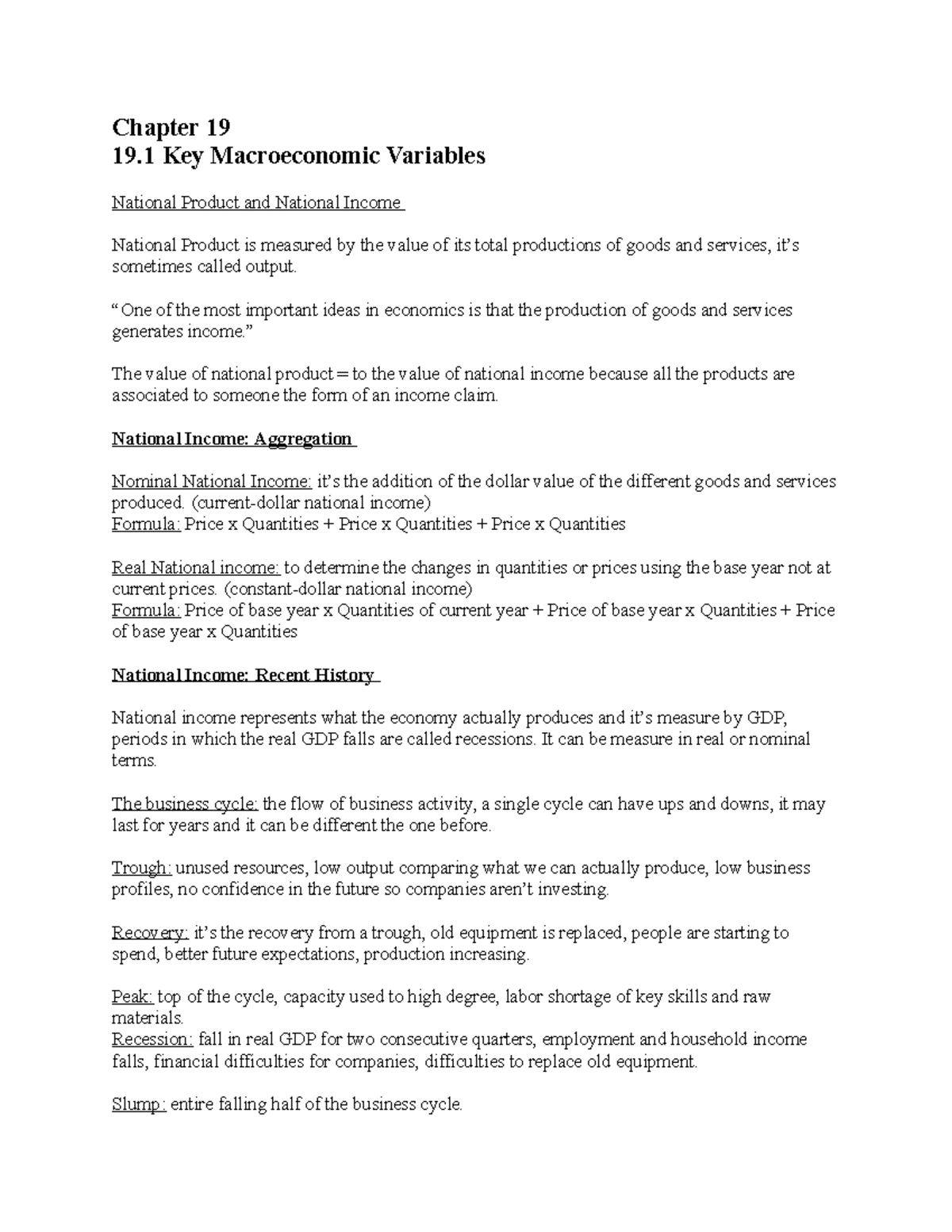 Chapters 19-21 Study Notes for Econ 203: Key Concepts in Macroeconomics ...