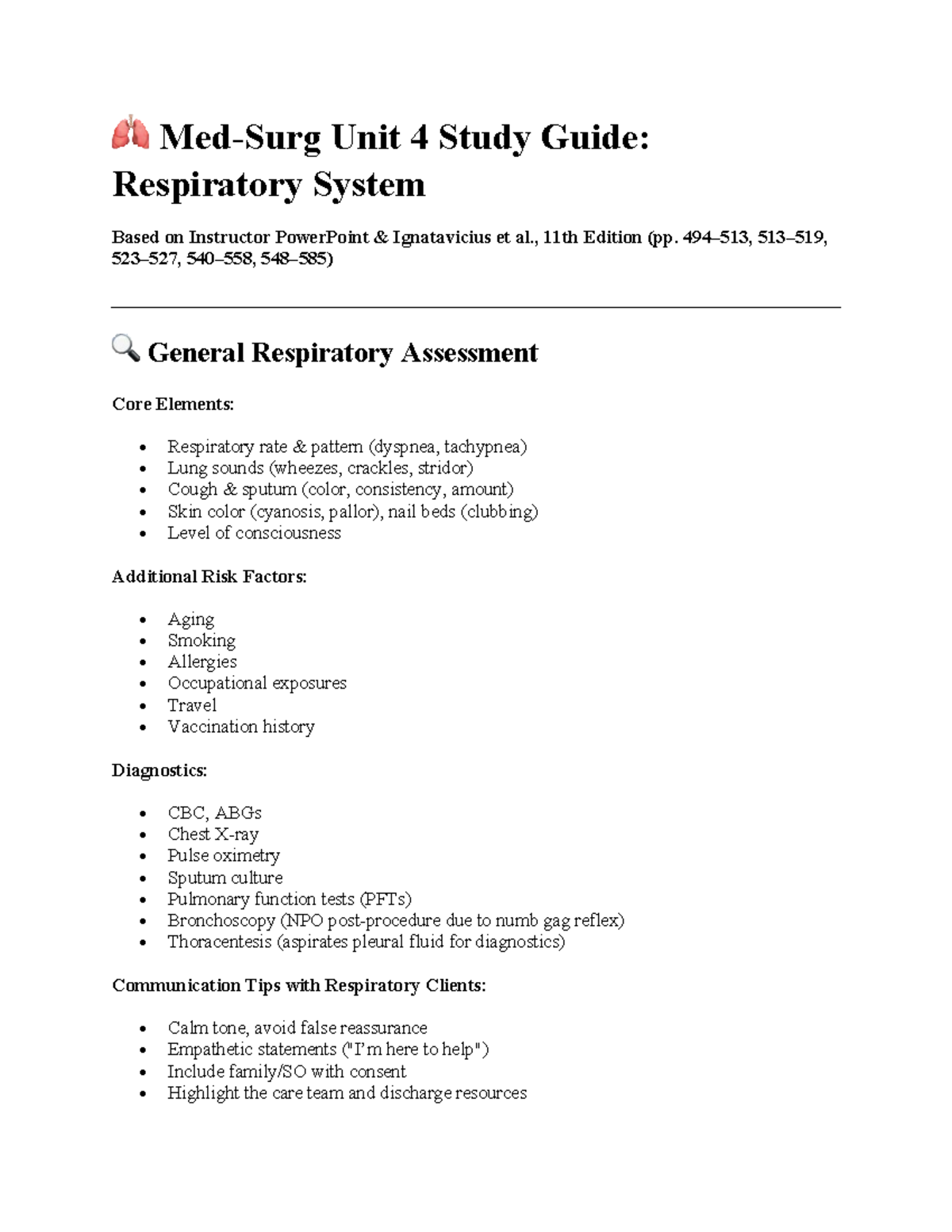 Med Surge Exam 2 Study Guide: Respiratory System Insights - Studocu
