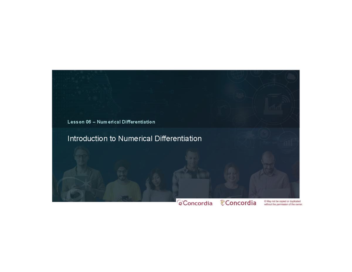 Lecture 06: Introduction to Numerical Differentiation and Errors - Studocu