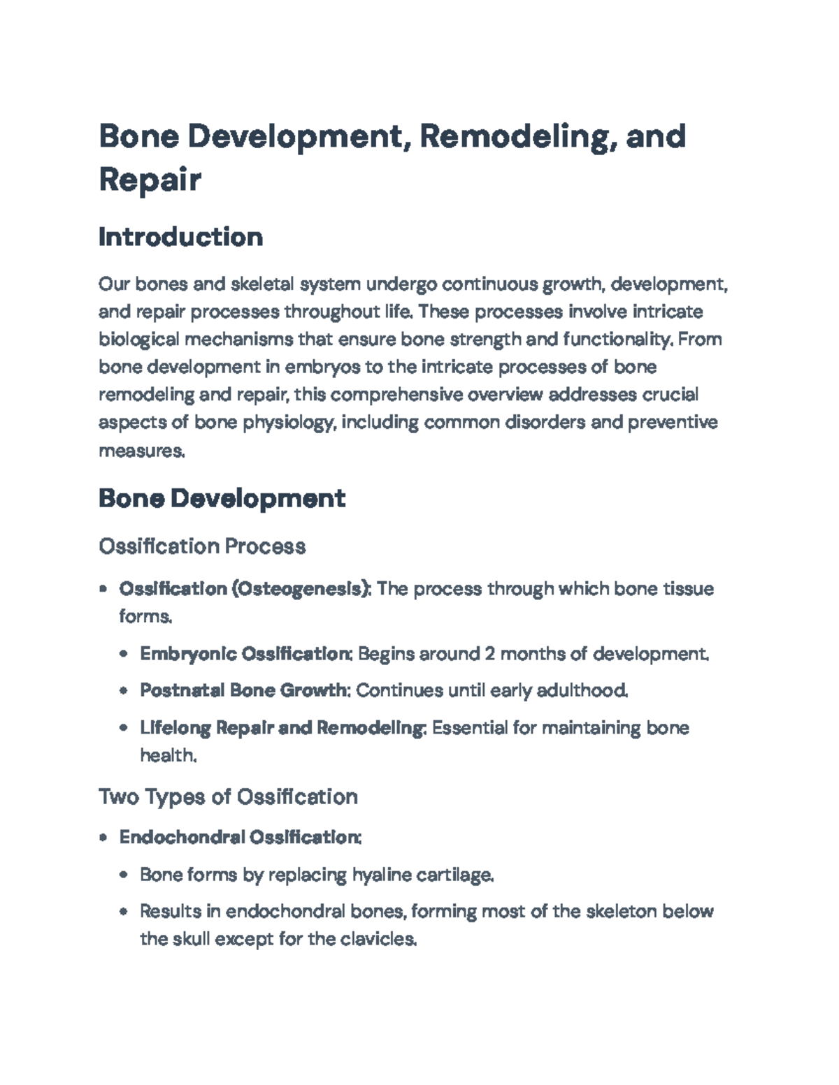 Bone Development, Remodeling, and Repair Overview - Bone Development ...