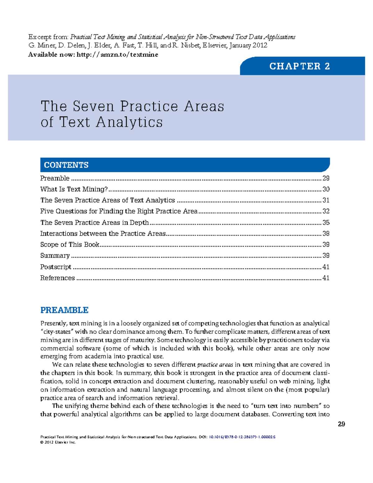 Chapter 2 Excerpt: The Seven Practice Areas of Text Analytics (Text ...