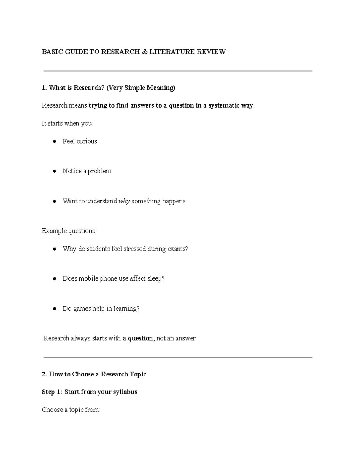 BASIC GUIDE TO RESEARCH & LITERATURE REVIEW: Key Concepts & Steps - Studocu