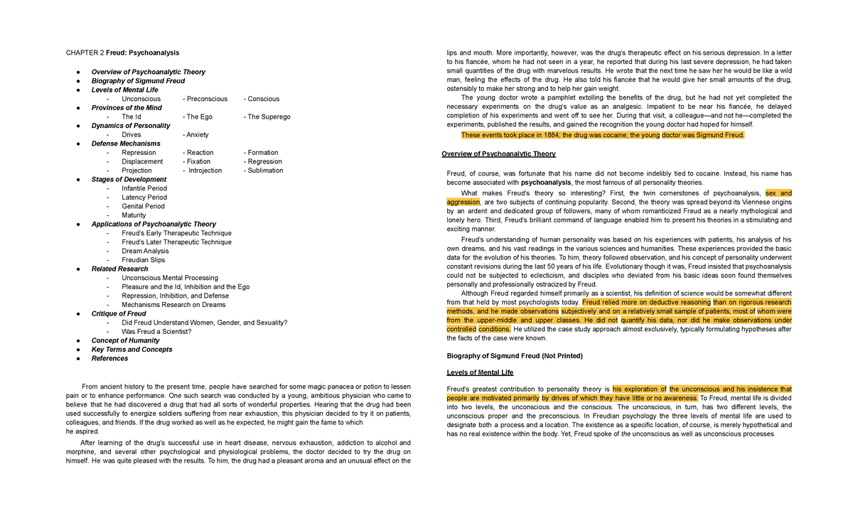 Chapter 2: Understanding Freud's Psychoanalytic Theory - Studocu