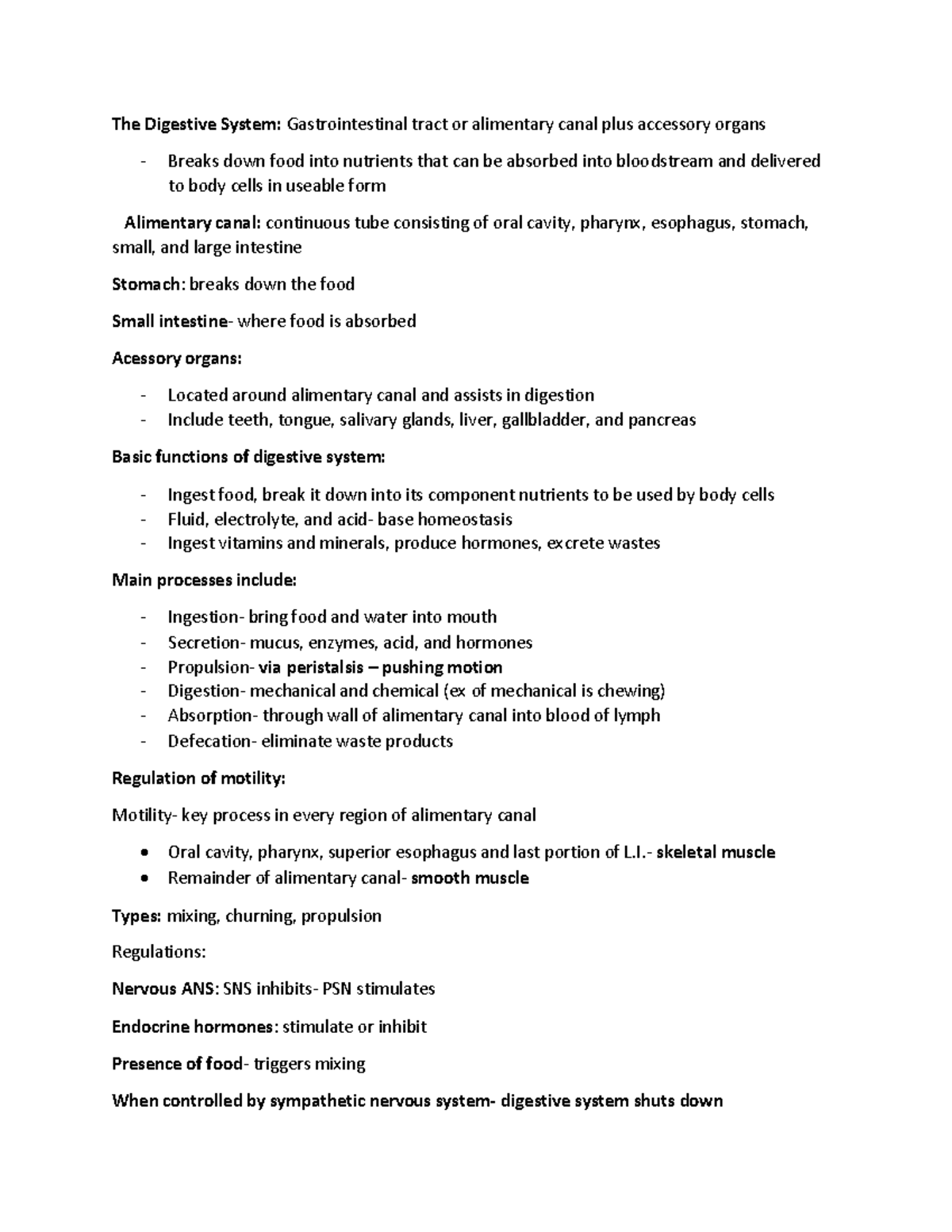 Bio 104 Lecture: Overview of the Digestive System Functions and Anatomy ...