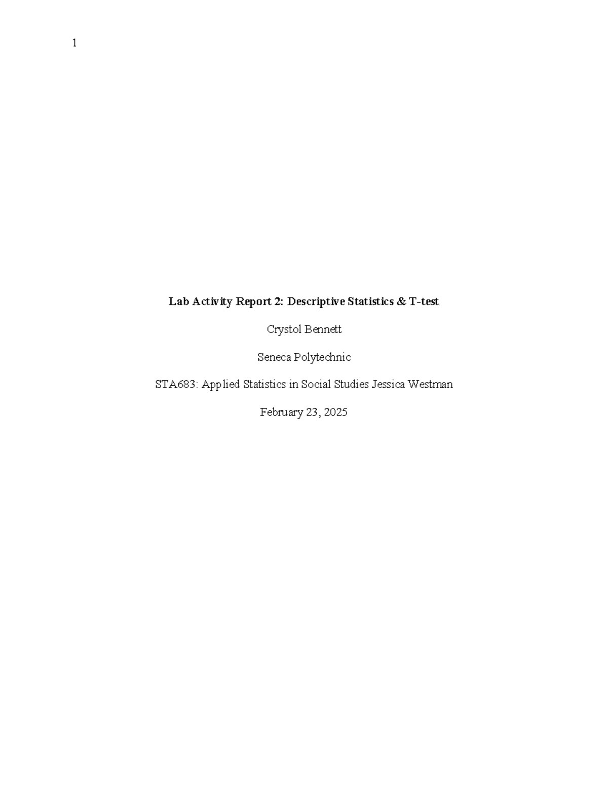 Lab Activity Report 2: Descriptive Stats Analysis for STA683 - Studocu