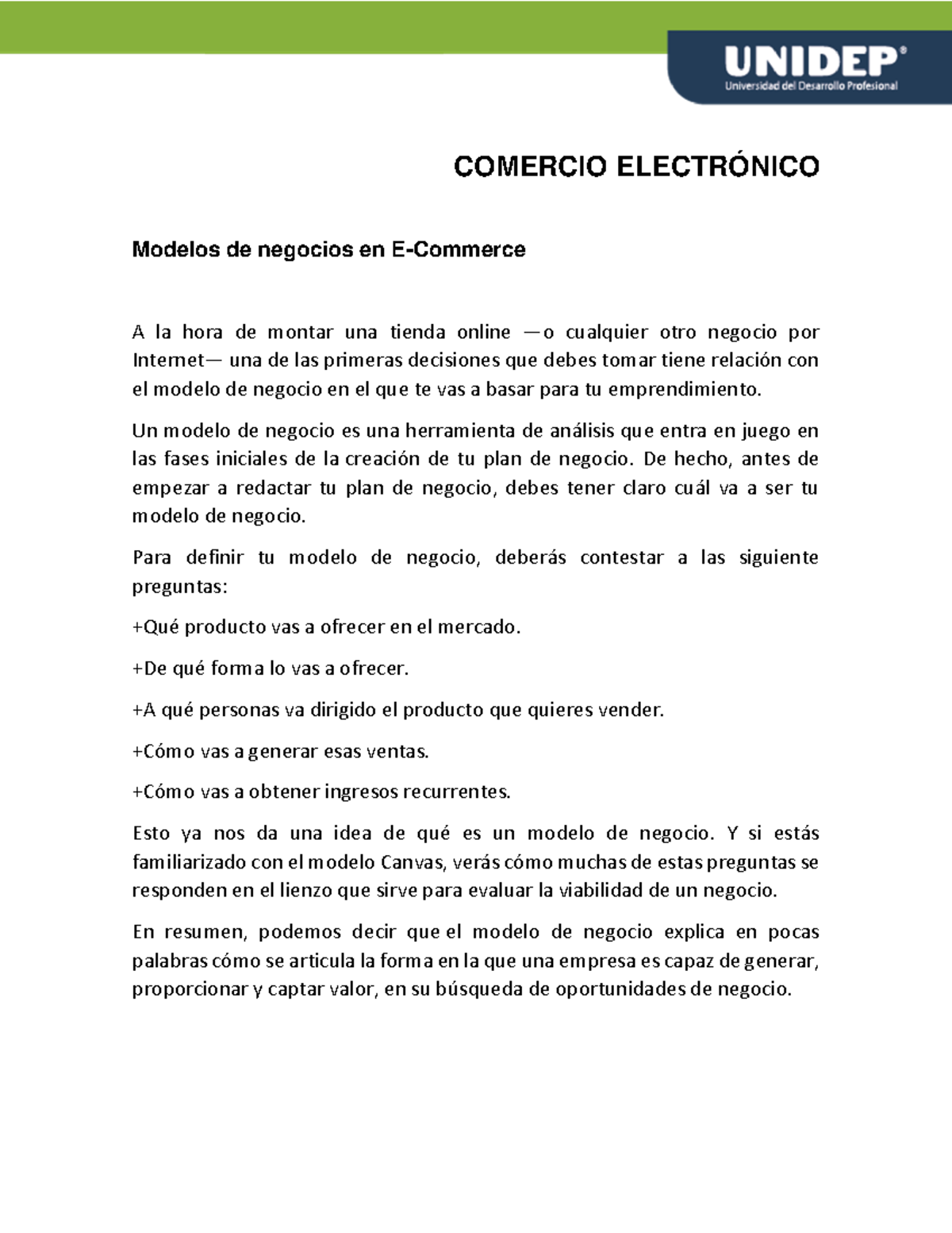 Modelos de negocios en E-Commerce - COMERCIO ELECTRÓNICO Modelos de ...