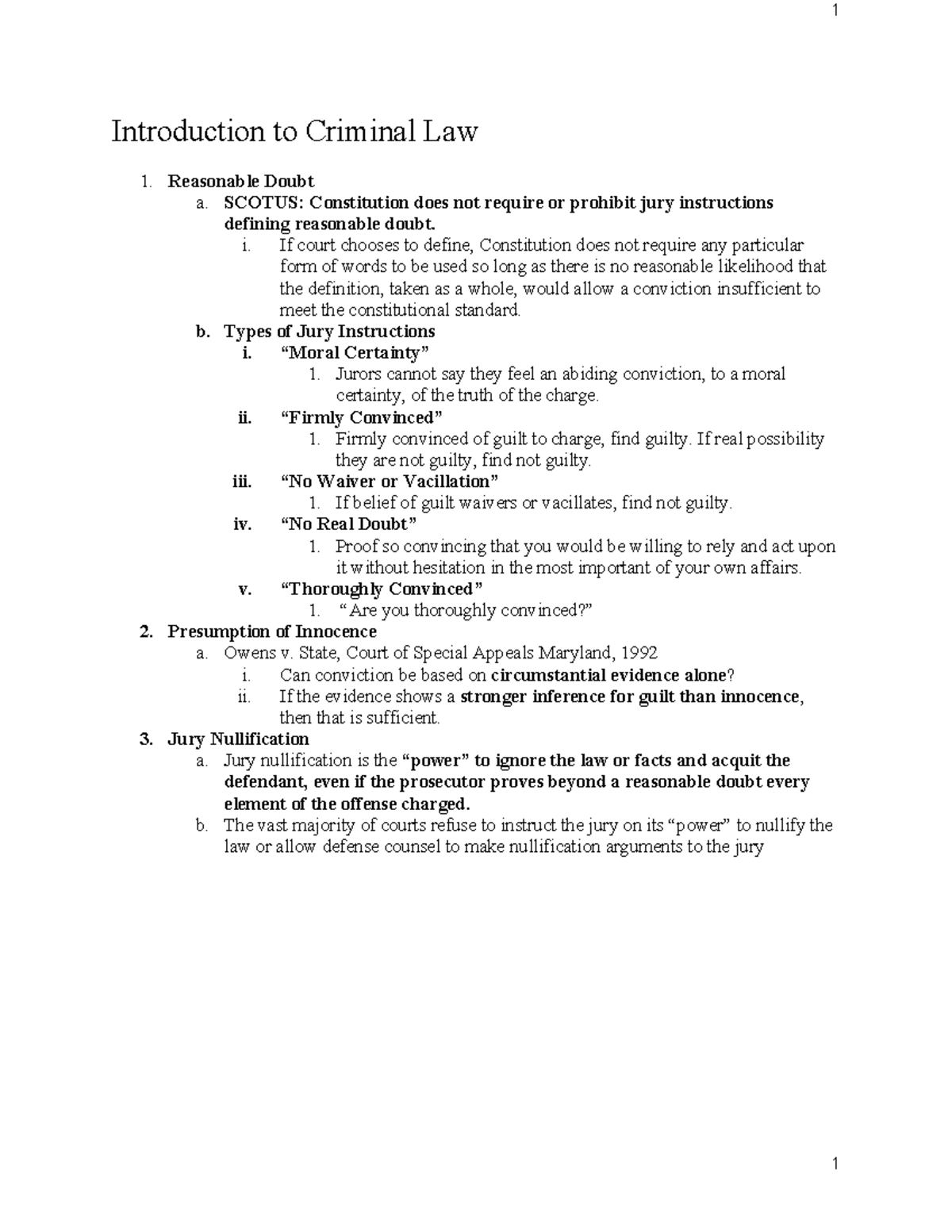 Criminal Law Outline: Key Concepts and Principles - Studocu