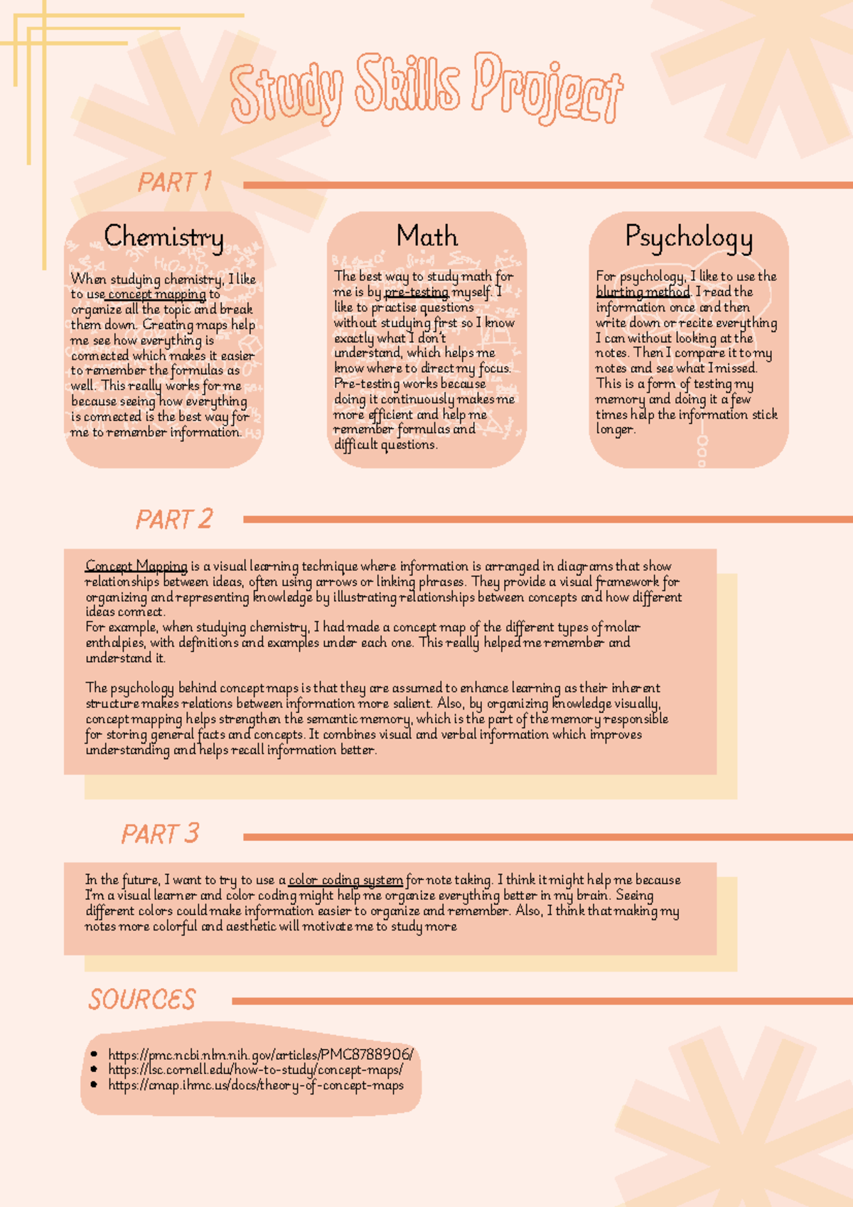 Study Skills Project: Concept Mapping in Chem, Math & Psych - Studocu