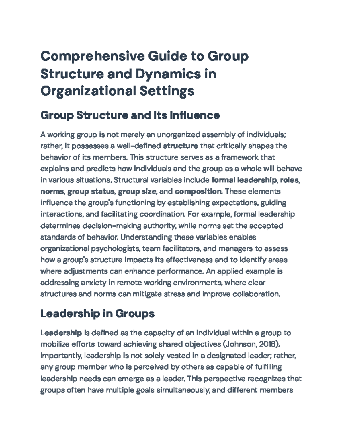 Comprehensive Insights on Group Structure & Dynamics in Organizations ...