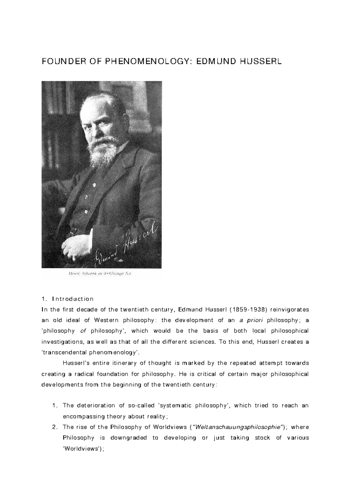 HCII Week 2 - Text of Husserl Text 1 - Edmund Husserl (1856