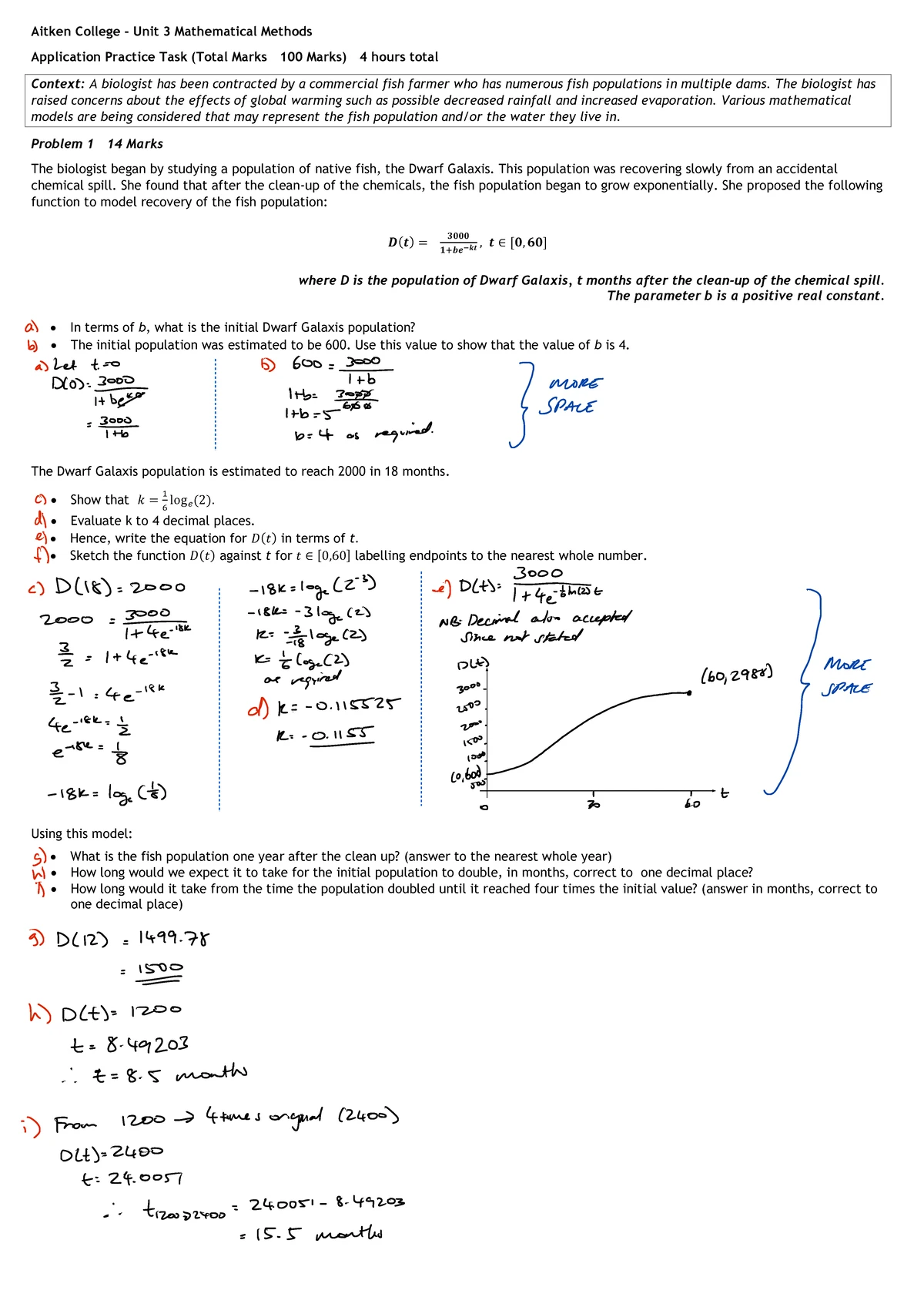 2024 VCE Mathematical Methods Unit 4 Calculus Prac SAC - Practice Exam ...