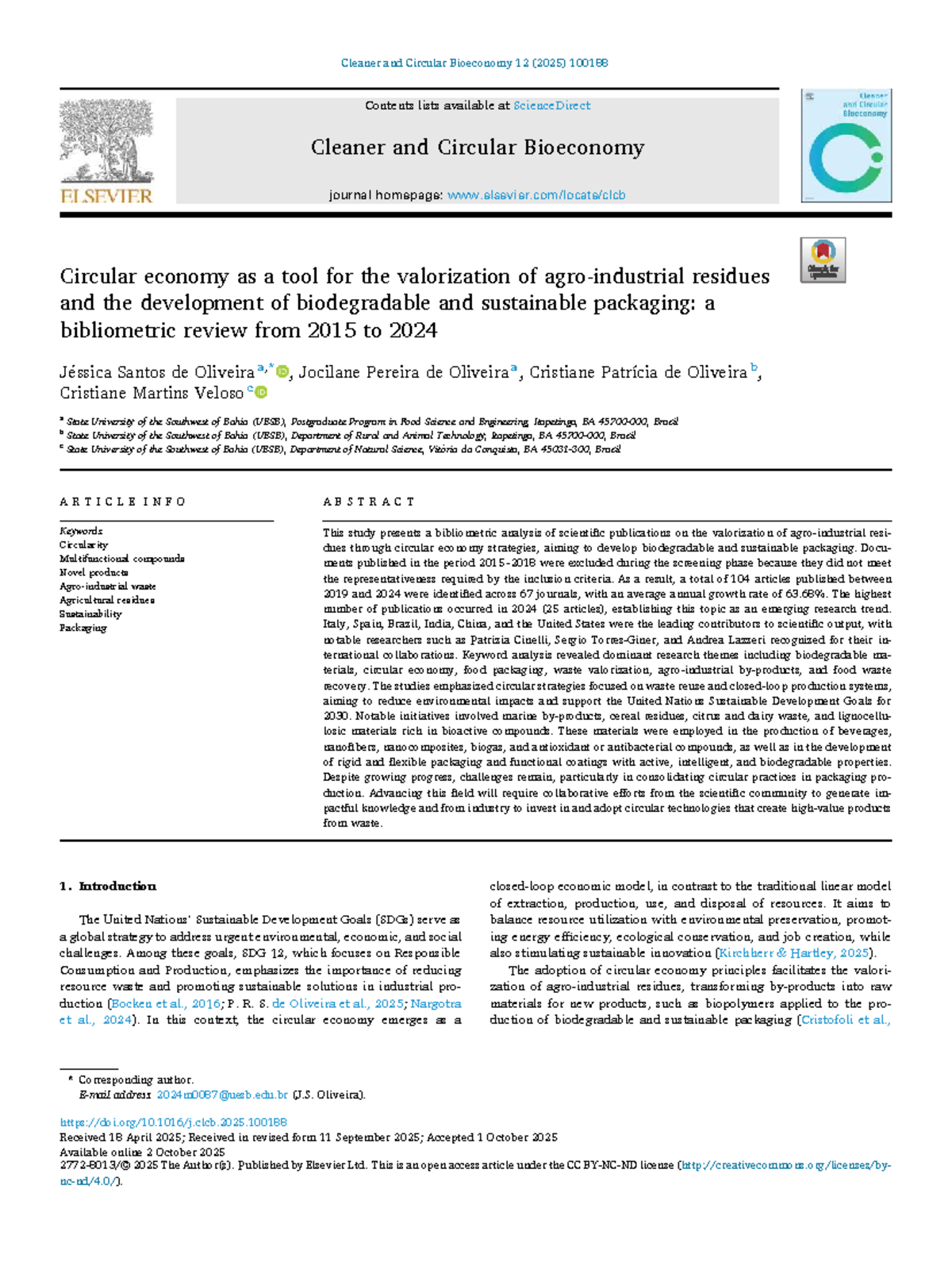 Circular Economy Strategies for Biodegradable Packaging: A Bibliometric ...