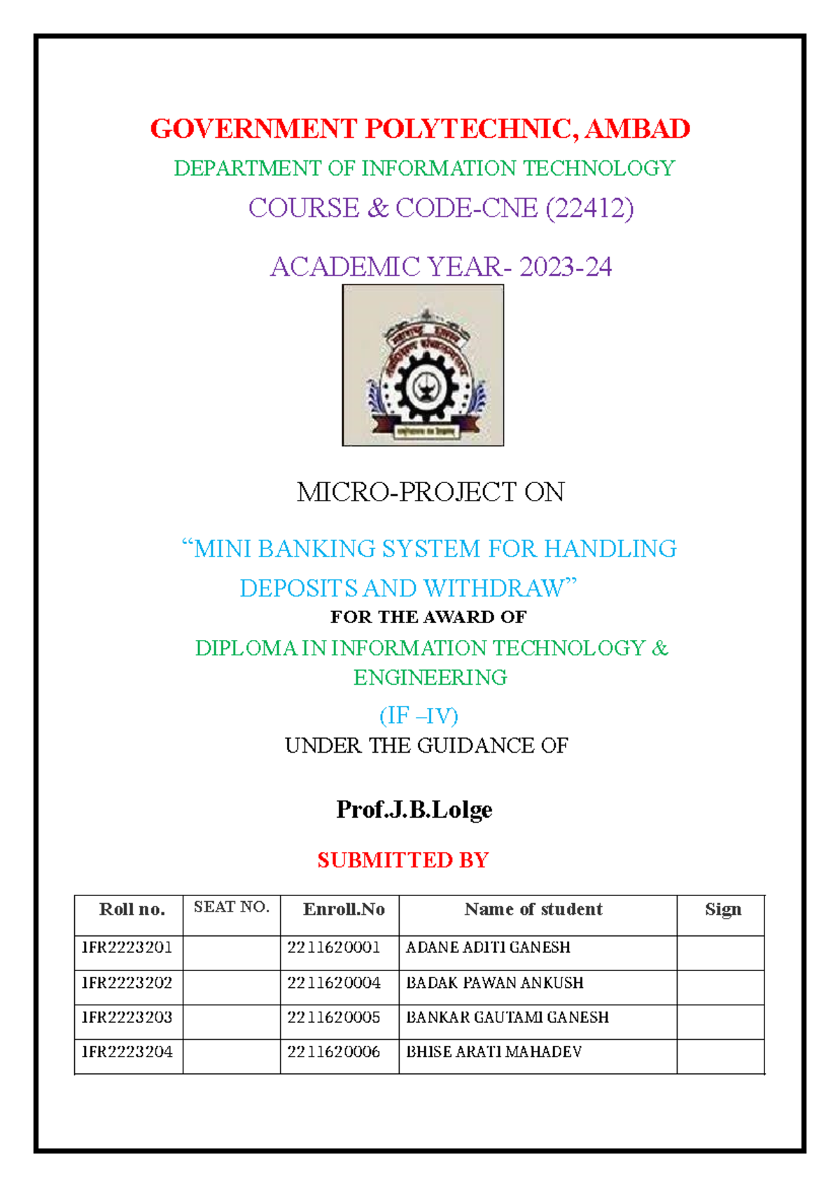 Microproject CNE (22412): Mini Banking System in Java - Studocu