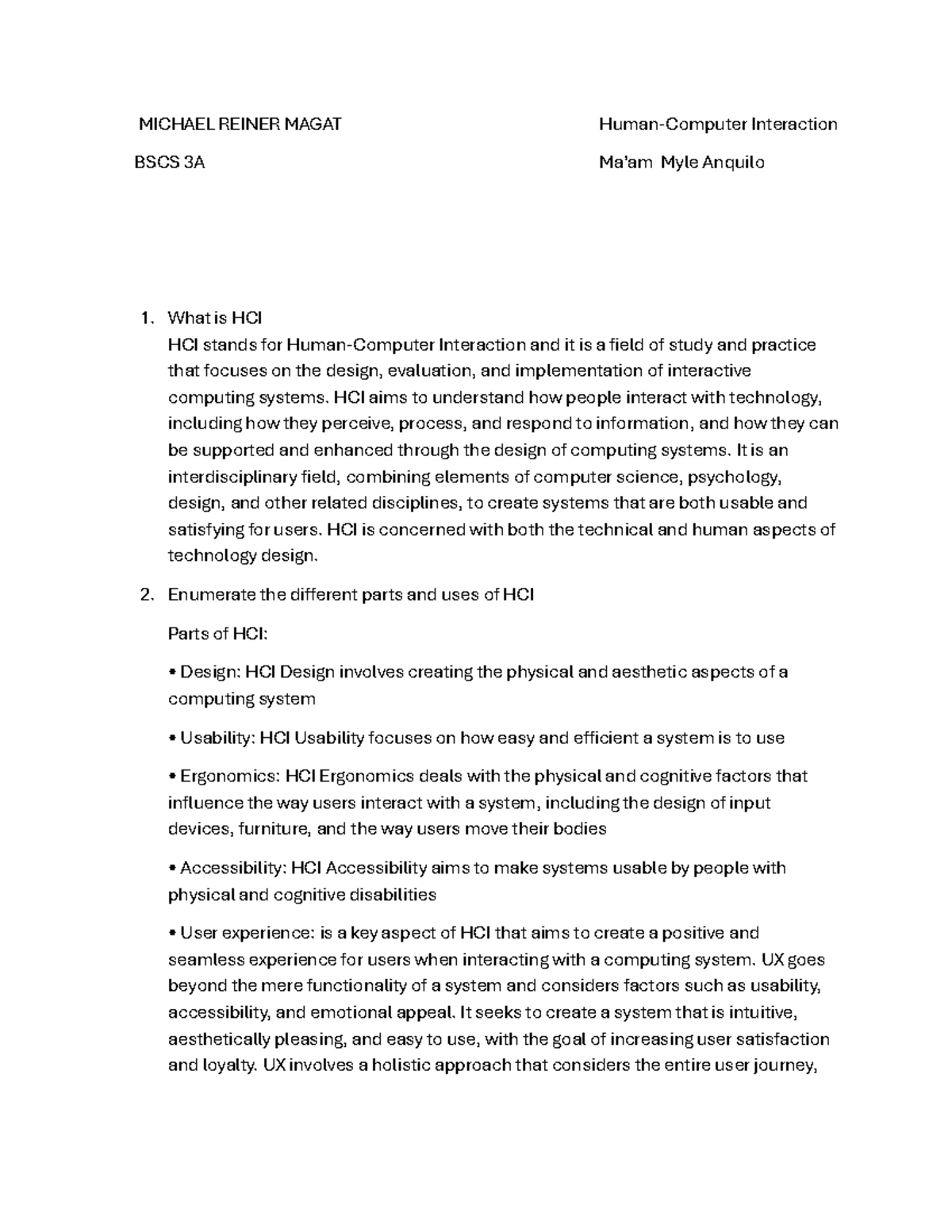HCI Activity 1: Understanding Human-Computer Interaction (BSCS 3A ...