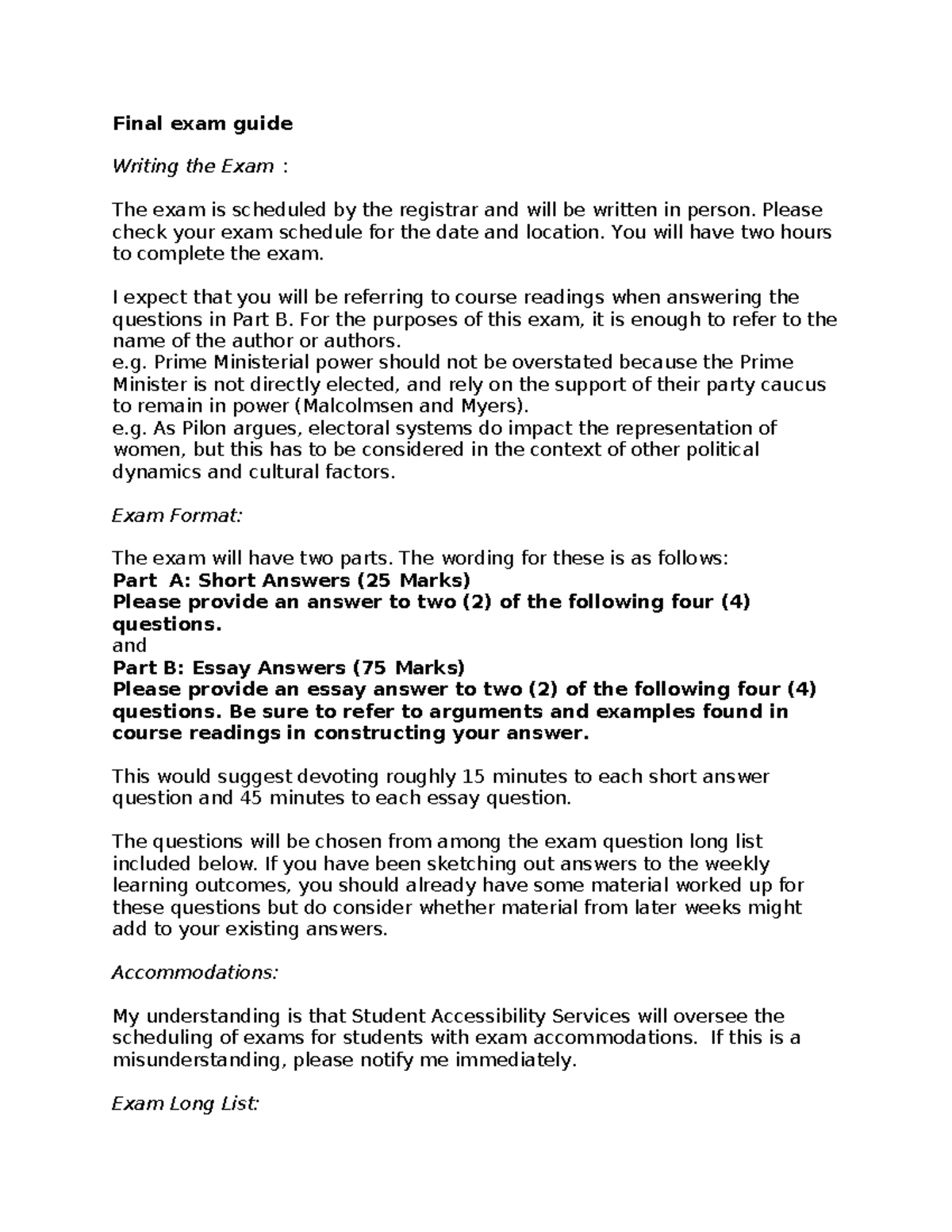 2D03 - Final Exam Guide 2025 - Final exam guide Writing the Exam : The ...