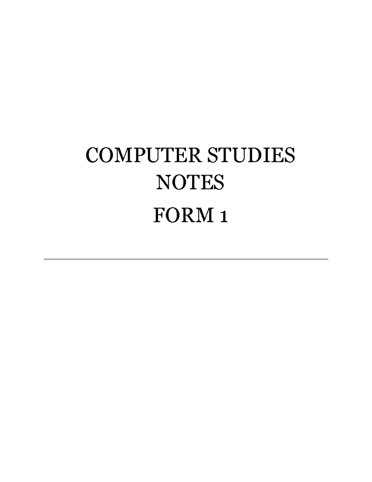 COMPUTER STUDIES NOTES FORM 1: Computer Laboratory Overview - Studocu
